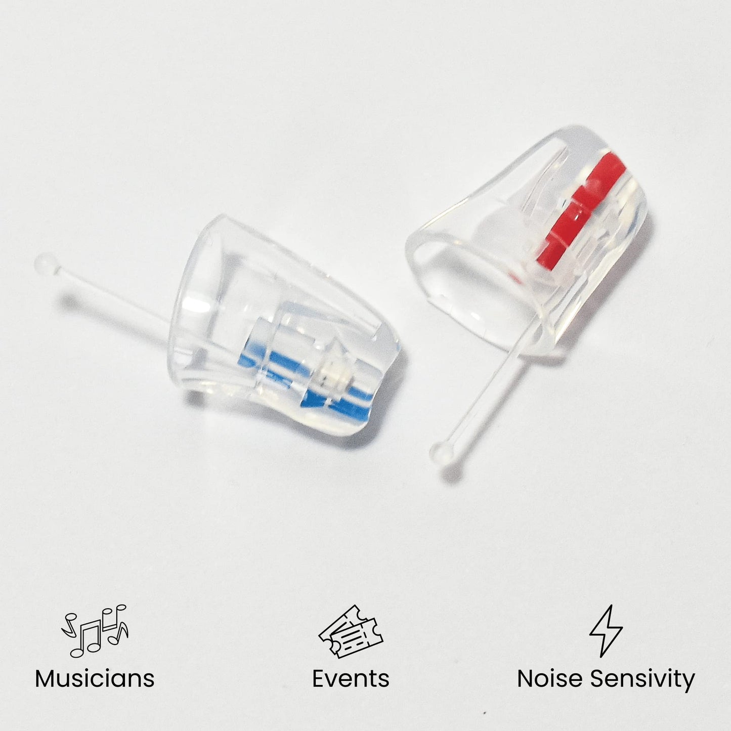 EARasers Noise Cancelling Earplugs - Reusable Soft Silicone Noise Reduction Music Max Earplugs for Concerts, Musicians, DJs, Drummers, Work – 31dB Peak Reduction (Medium) Transparent