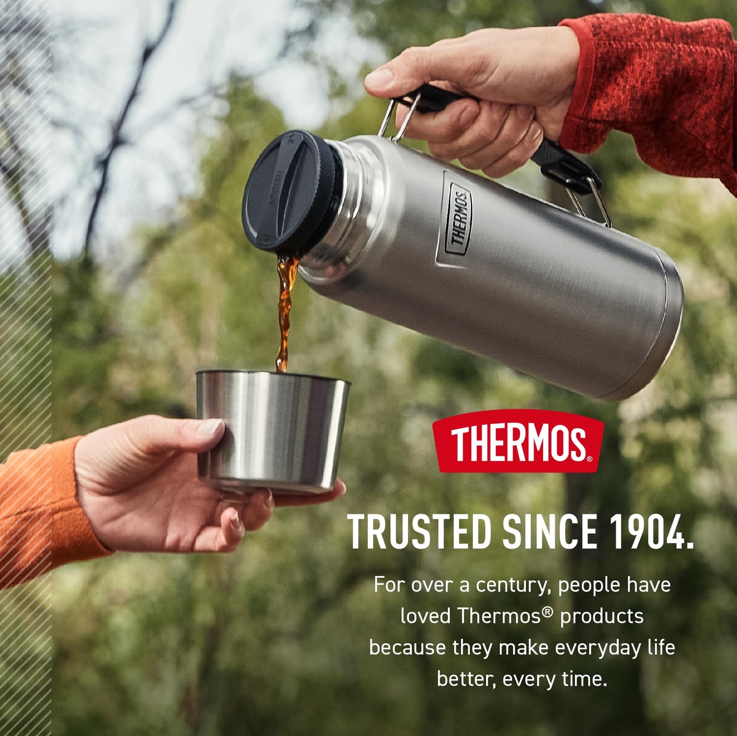 THERMOS ICON SERIES, Stainless Steel Beverage Bottle, Matte Stainless Steel, 40 oz