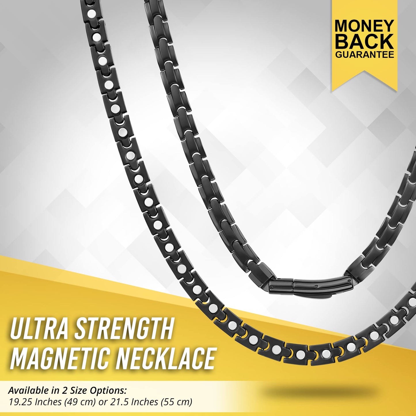 MagnetRX® Titanium Magnetic Necklace – Ultra Strength Magnetic Necklaces for Men & Women – Effective Titanium Necklace with 62 Magnets (Black, 21.5 Inches)