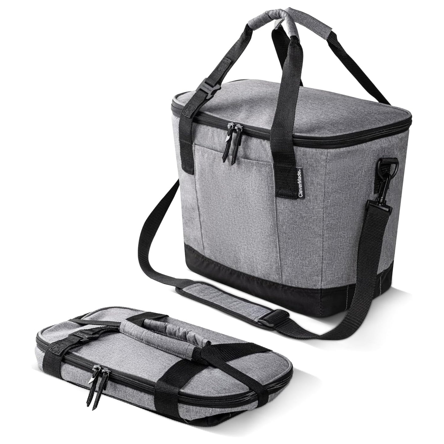 CleverMade Tahoe Collapsible Cooler Bag – Medium Portable Cooler Bag for Travel, Foldable Insulated Cooler for Beach, Picnic & Road Trips, Holds Up to 30 Cans, Leakproof Soft Carry Cooler
