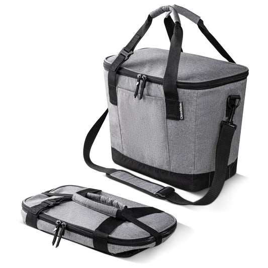 CleverMade Tahoe Collapsible Cooler Bag – Medium Portable Cooler Bag for Travel, Foldable Insulated Cooler for Beach, Picnic & Road Trips, Holds Up to 30 Cans, Leakproof Soft Carry Cooler