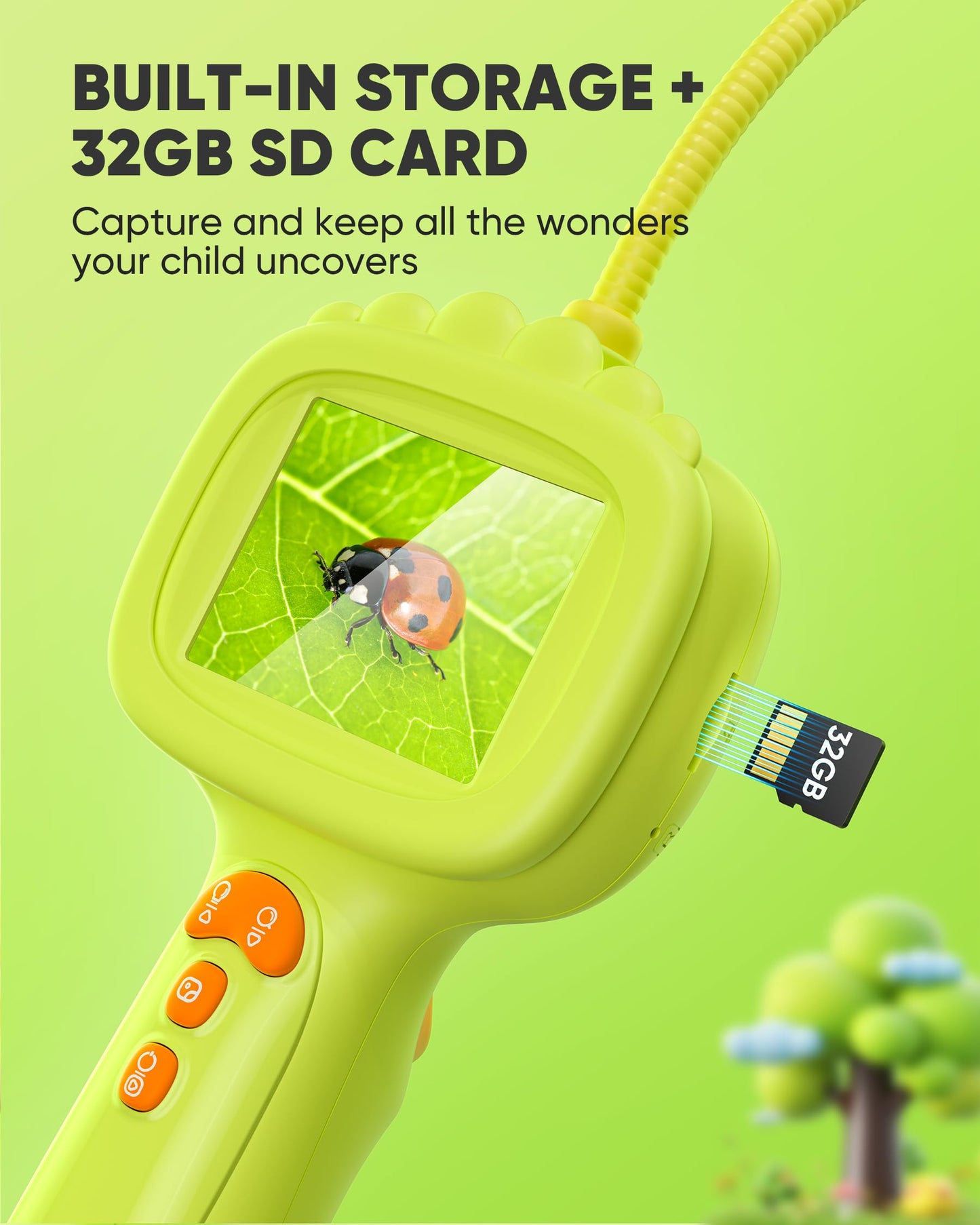2.6FT Borescope Snake Camera Toy with Light & 32GB SD Card for Kids Science Educational STEM Toys for Outdoor Nature Exploration IP67 Waterproof Birthday Gift for 4 5 6 7 8 9 10 12 Years Old Boy Girls