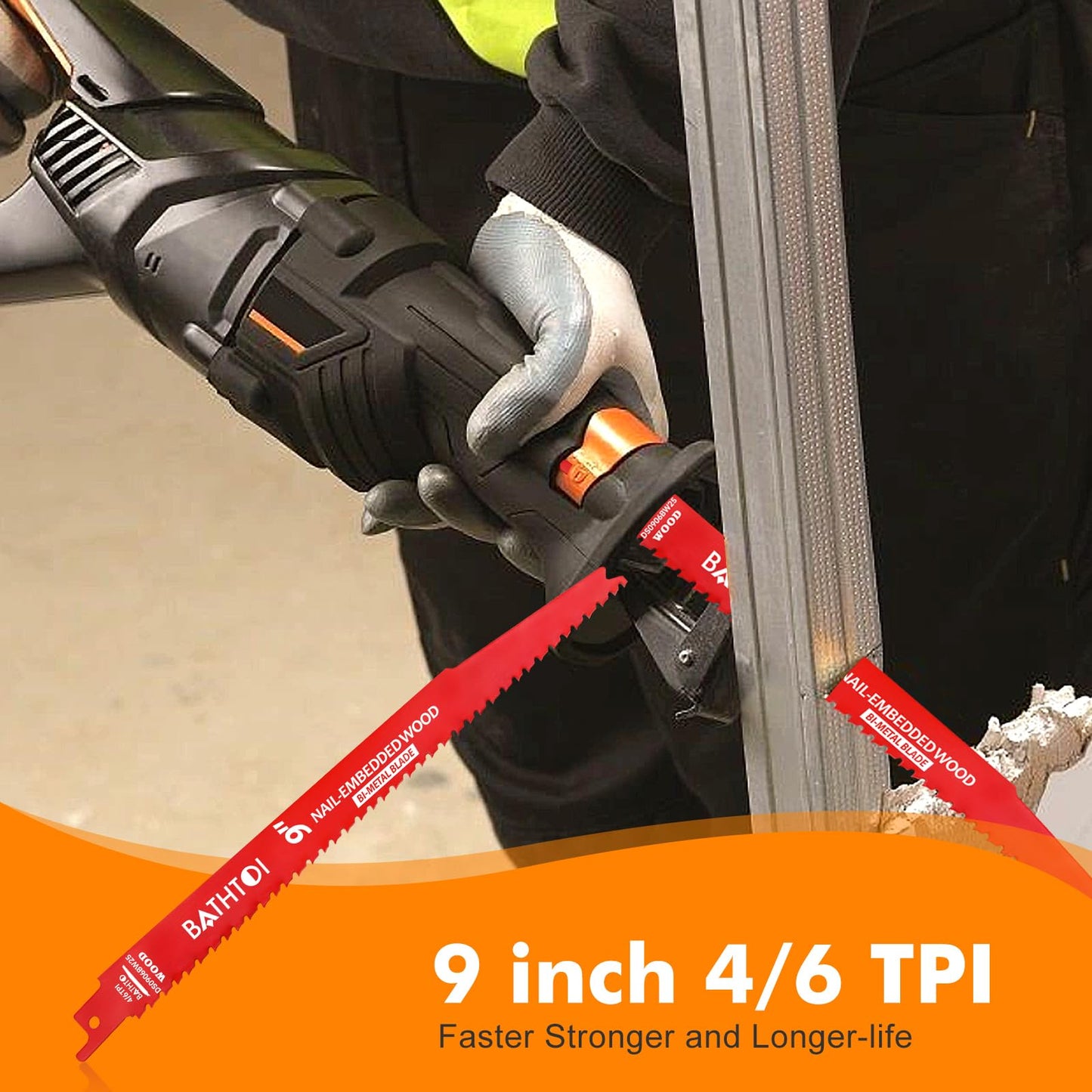 25 Pack 9 Inch 4/6 Tpi Reciprocating Saw Blades for Wood and Nail-Embedded Wood Cutting, Bi-Metal Sawzall Blades with 8% Cobalt for Longer Life and Faster Cutting Speed