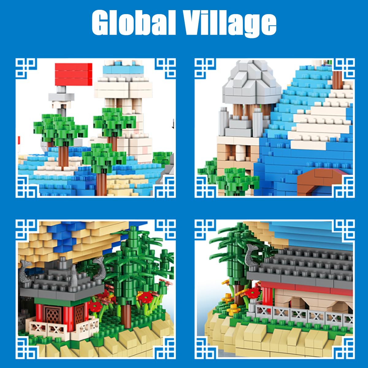 HONLANCH Architecture Global Village Micro Building Blocks Set（5200 Pieces）,Architecture Model Gift for Adults and Kids