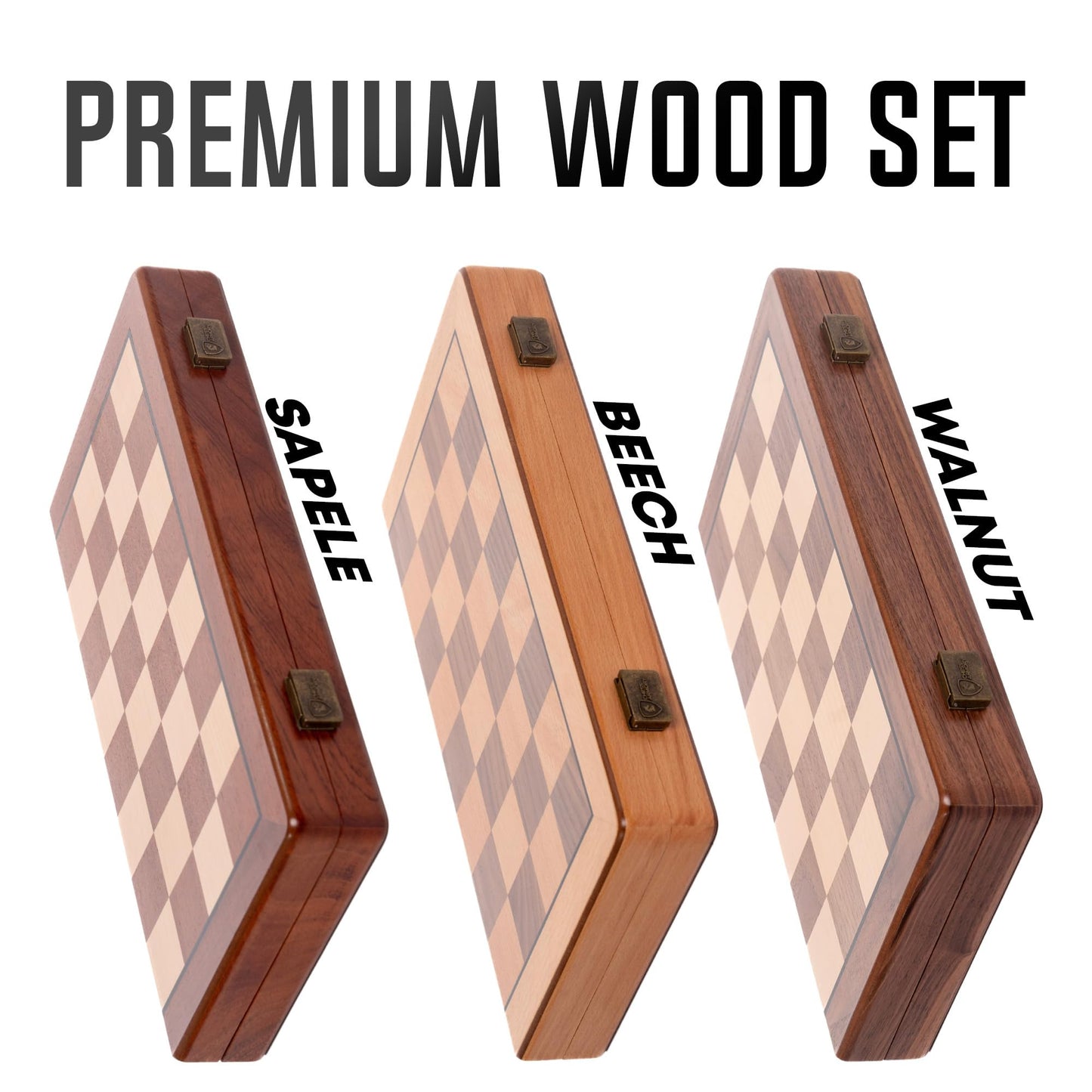 Chess Armory Wooden Chess Set 15 Inch - Premium Sapele Wood Handcrafted Game Board for Adults and Kids with Extra Queen Pieces and Storage Box - Ideal for Home and Travel - Non-Magnetic
