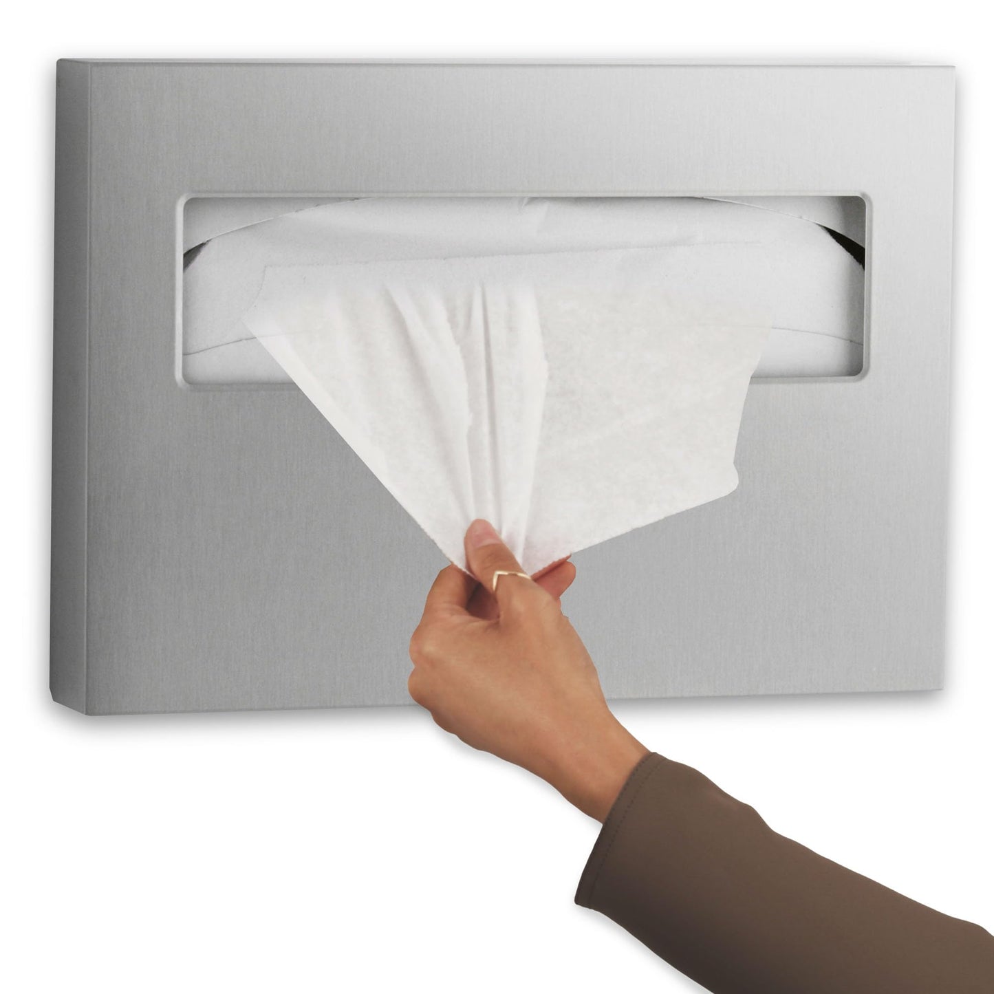 Bobrick 221 Stainless Steel Toilet Seat Cover Dispenser, 15 3/4 x 2 x 11, Satin Finish