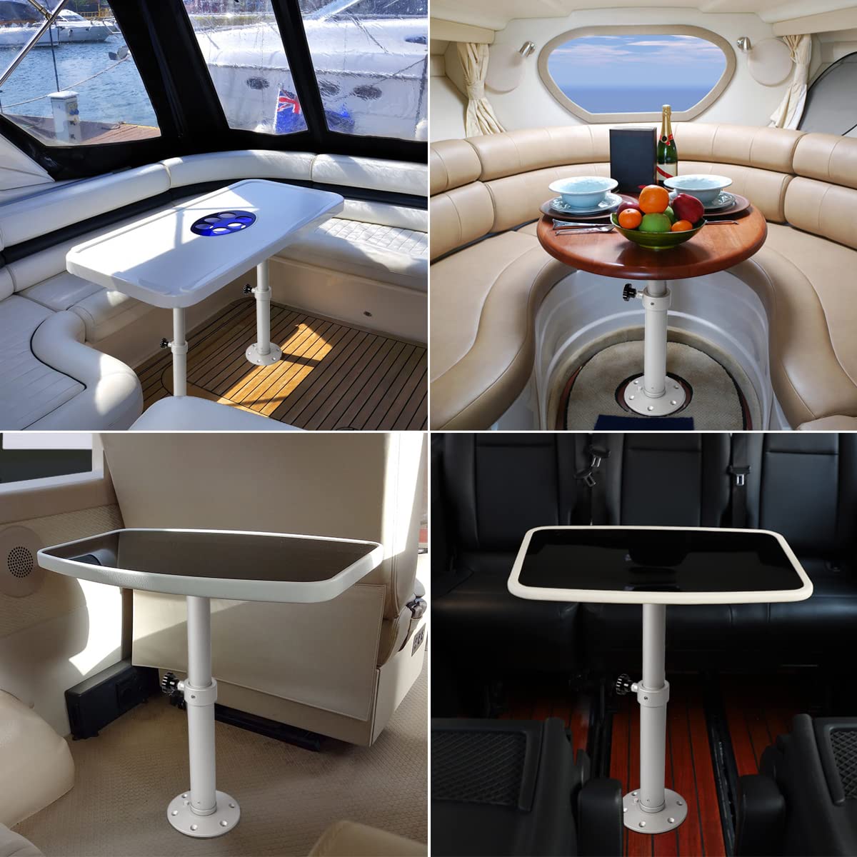 Flylin Adjustable Table Pedestal Detachable Table Base Stand Leg Base Mount Frame 17.8‑27.2 inch Aluminum Alloy Table Base Kit for RV Boat Yacht (1#)