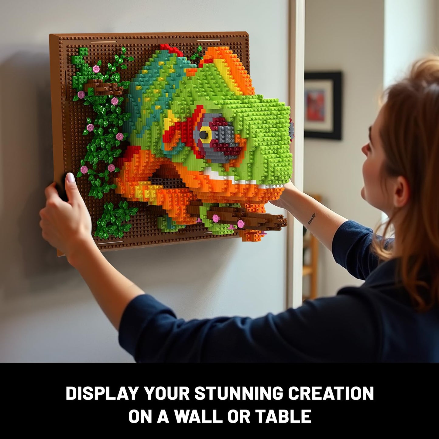 Chameleon Animal 3D Wall Art Micro Mini Building Blocks Set for Adults, Unique Home Wall Decor or Table Display, No Compatible with Lego, Ideal Birthday Christmas Toy Gift for Teens (2688 PCS)