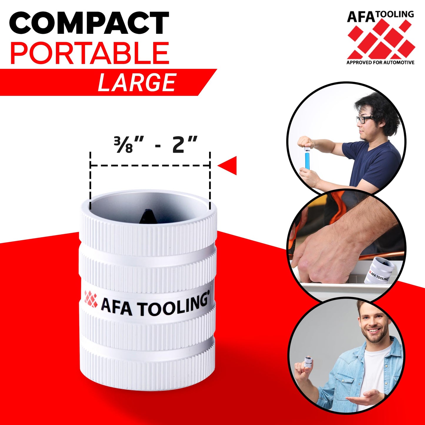 AFA Tooling - Inner/Outer Pipe Reamer for 3/8" to 2" Pipes, Deburring Tool with Inner & Outer Cones for Smoothing & Reaming Copper, Stainless Steel, PVC, Metal & Aluminium - Plumbing Tool