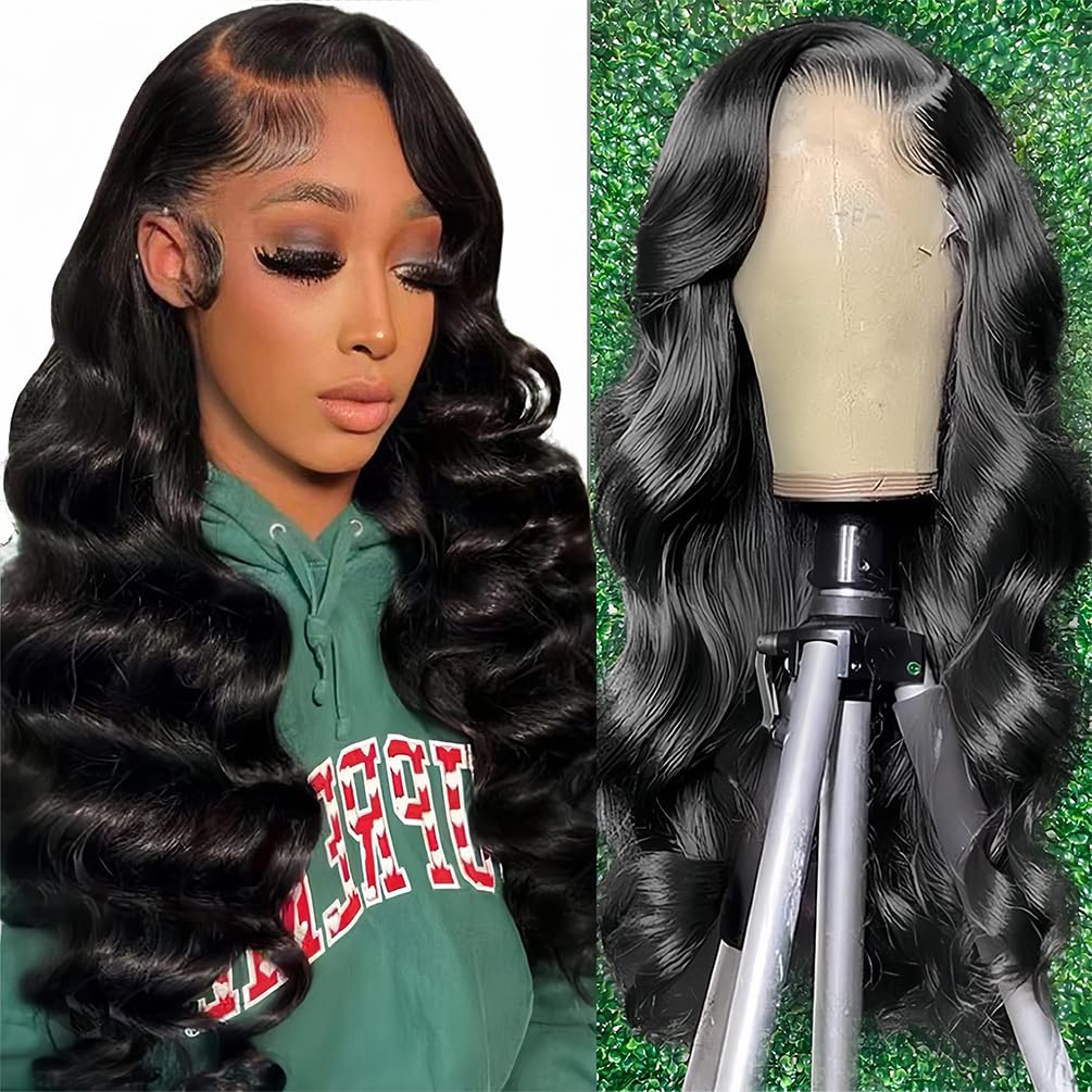 Smilulu Body Wave Lace Front Wigs Human Hair Pre Plucked 13x4 Hd Lace Front Wigs Human Hair 180% Density Body Wave Lace Frontal Wigs Glueless Human Hair Lace Front Wigs For Black Women 22Inch