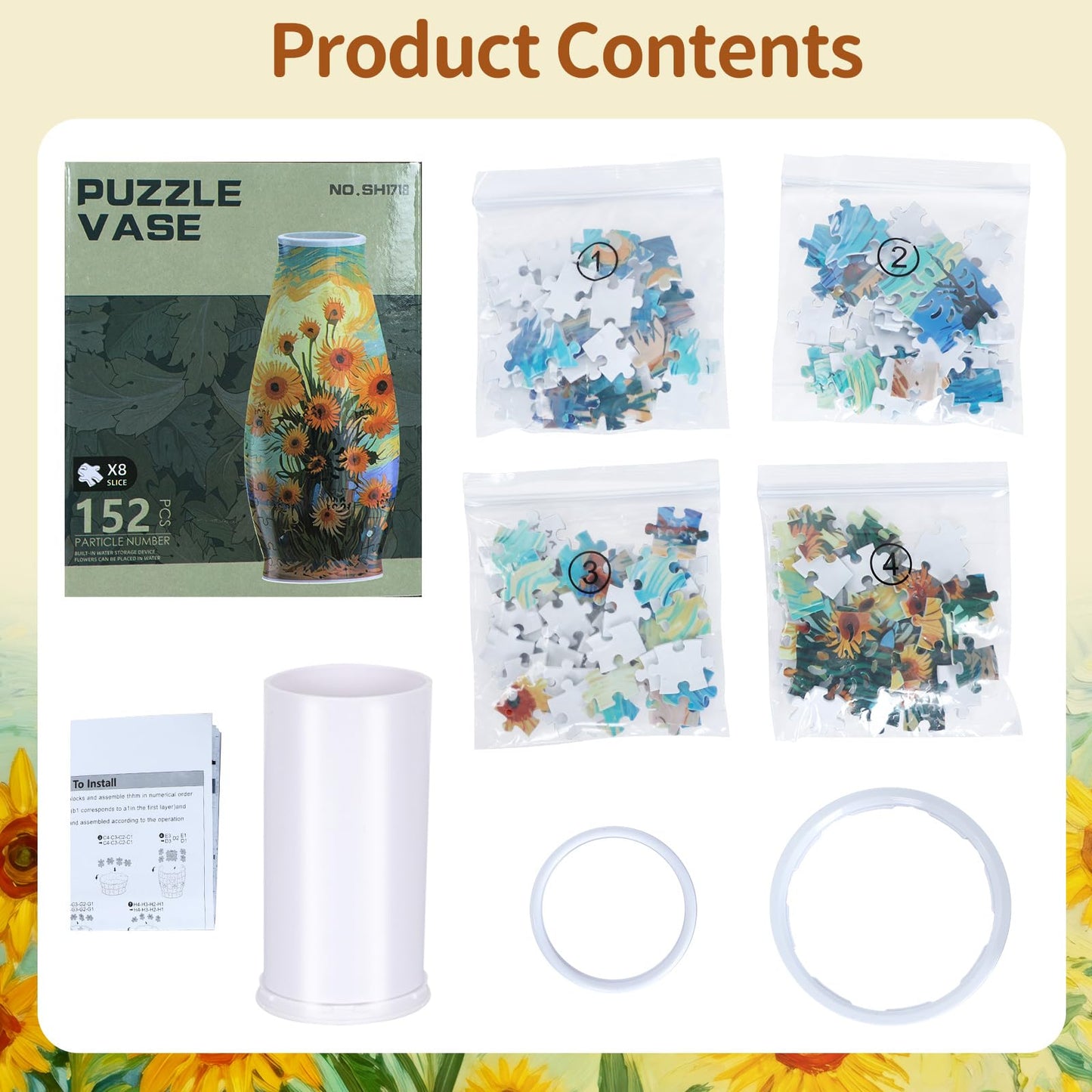 BELEEV 3D Puzzles for Adults, Unique Arts and Crafts for Adults, Unique Housewarning Gifts for Women & Men (Sunflower)