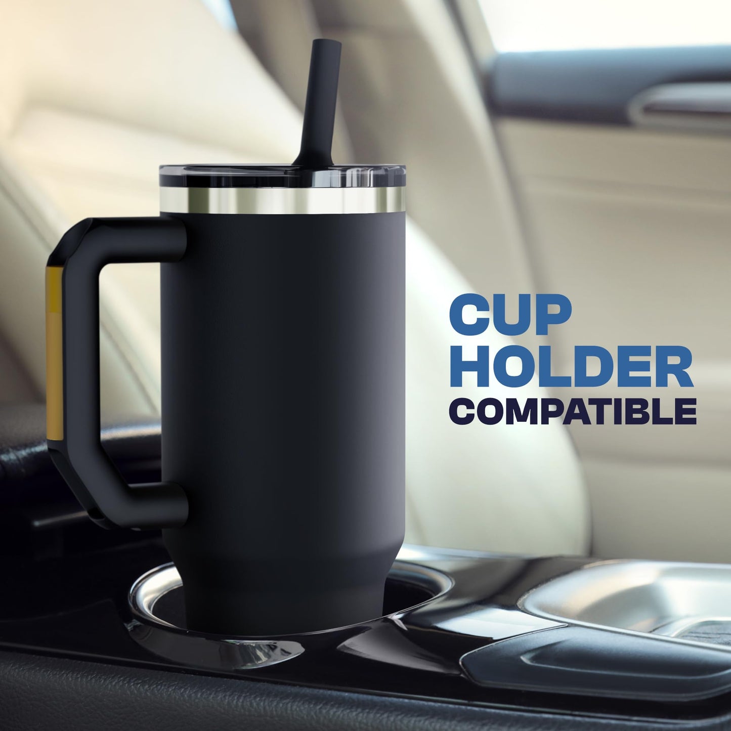Thicc Buddy - 40 oz Stainless Steel Vacuum Insulated Tumbler with Lid and Straw for Water - Travel Mug Cupholder Friendly - Gifts for Women Men Him Her (Peachy Palm)