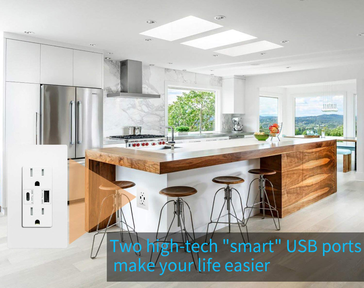 Micmi USB Outlet with C + A Wall Dual High Speed Receptacle Smart 4.8A Fast Charging Capability,15Amp 125Volt, Tamper Resistant Wall Plate Included (10Pack, White, 15 Amp Outlet)