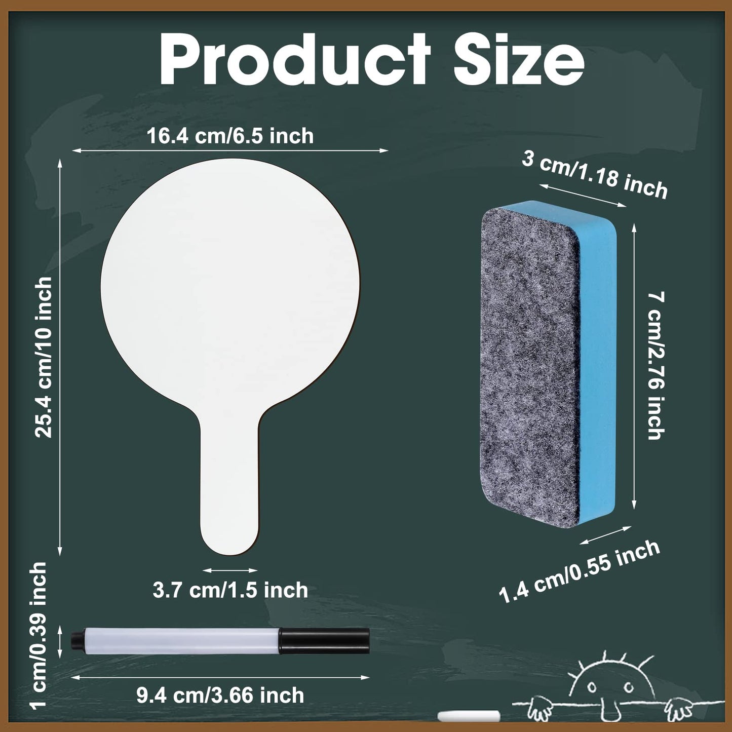 32 Pack Dry Erase Paddles White Answer Board Bulk Double Sided Board Plastic Handheld Paddle Set with Whiteboard Pens and Whiteboard Erasers for Students Classroom Voting Bidding Answering (Round)
