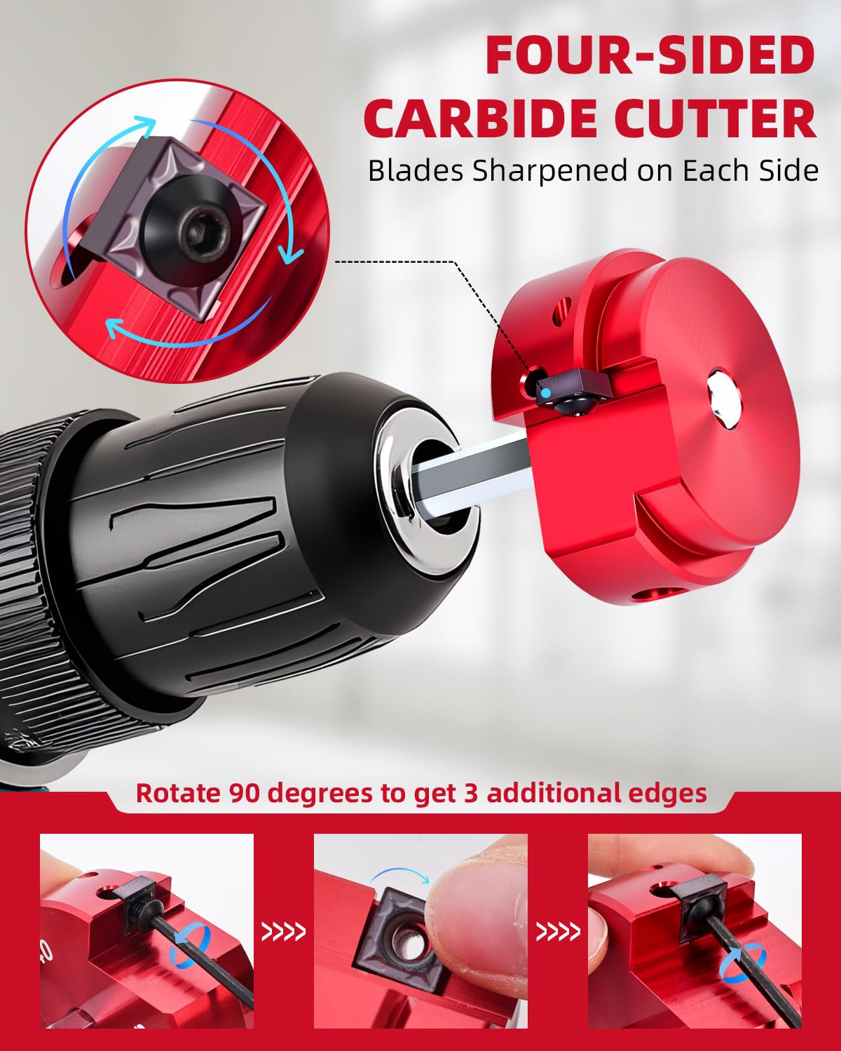 ERAYCO 6PCS PVC Pipe Reamer Kit, Plastic Pipe Fitting Reamer Tool, Fit into Standard 1/2" Drills, PVC Fitting Saver for SCH40 PVC CPVC ABS Pipe (3/4'', 1'', 1-1/2'', 2'', 3'', 4'')