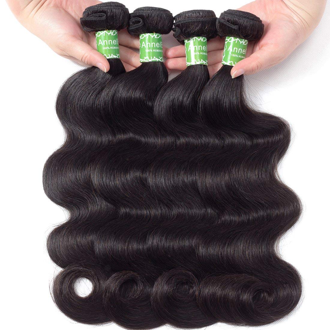 12A Body Wave Bundles Human Hair 10 10 10 10 Inch Human Hair Bundles 100% Unprocessed Brazilian Virgin Hair 4 Bundles Human Hair Extensions for Women Natural Black
