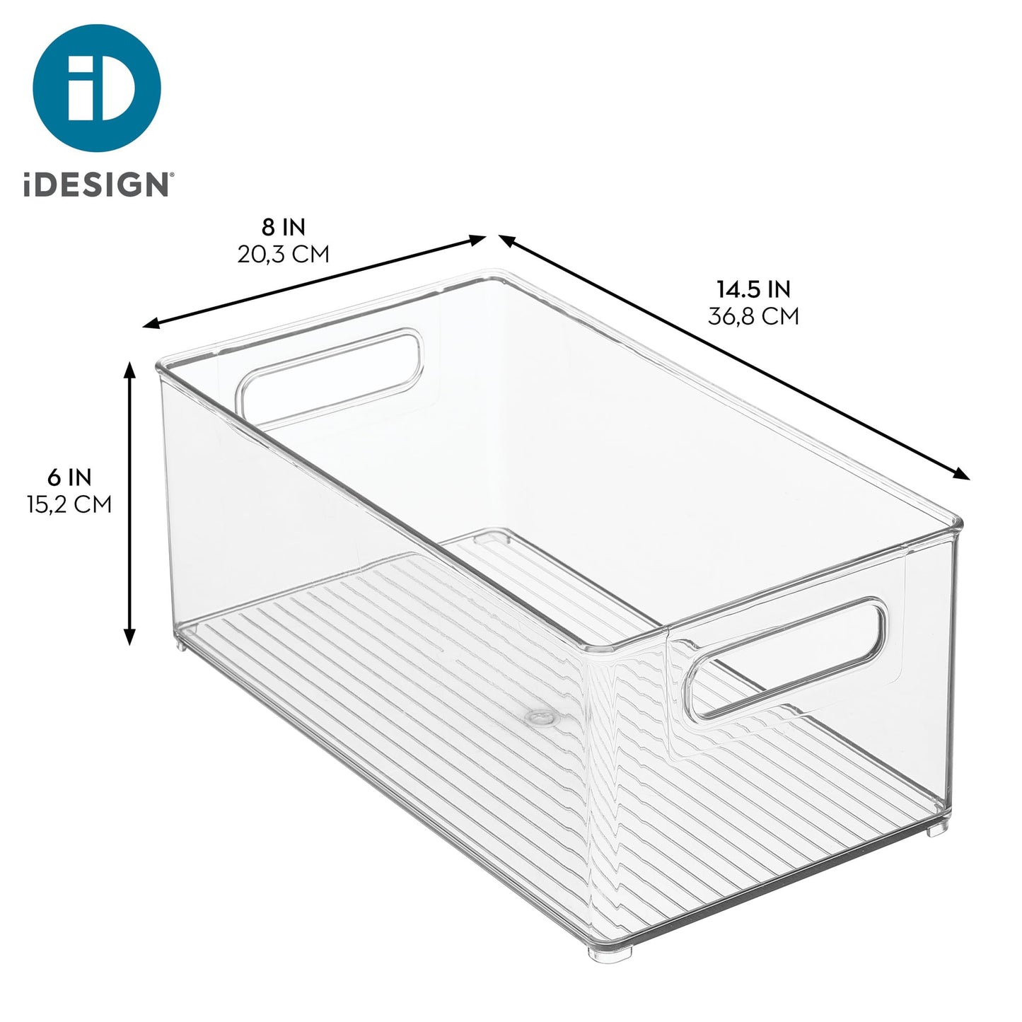 iDesign Stackable Fridge Bin - Kitchen Storage Bin for Pantry, Cabinets, or Fridge, Set of 2, Clear