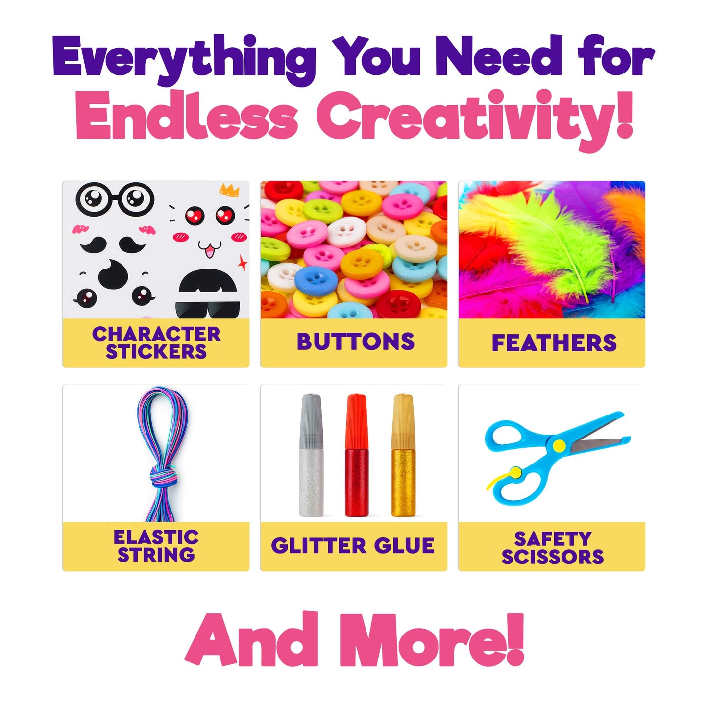 Blue Squid Arts & Crafts Box (Pink)- 2800+ pcs Deluxe Craft Supplies Box, 2 Drawers, 18 Compartments, Sturdy Handle - Art Crafting Kit Birthday Gifts for Kids, School Supply for Ages 4-12