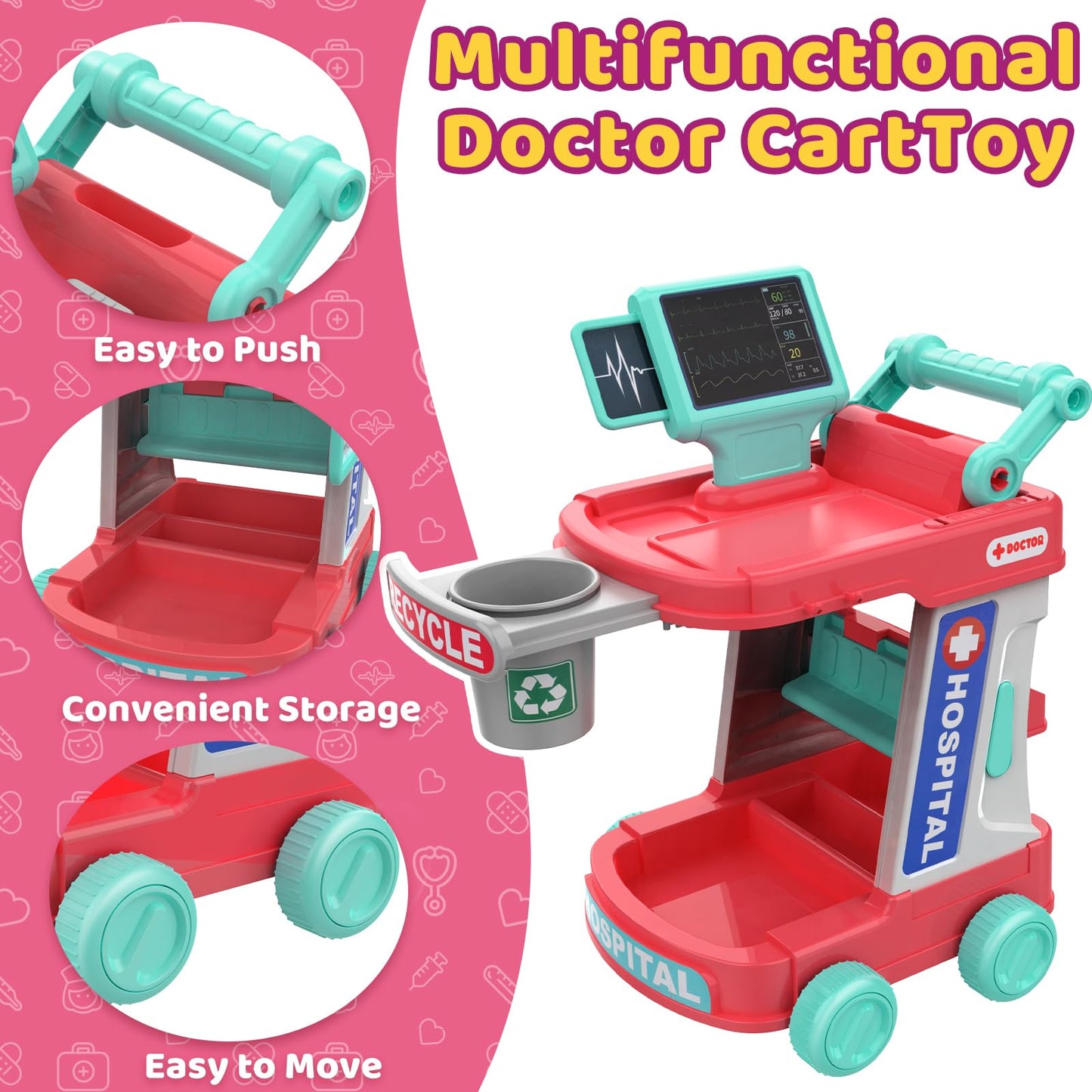 Doctor Kit for Kids - Pretend Doctor Playset for Toddlers with Stethoscope - Medical Play Set Toy for Boys Girls - Kids Doctor Kit for 3 4 5 6 7 8 9 Year Old - Christmas Birthday Gift
