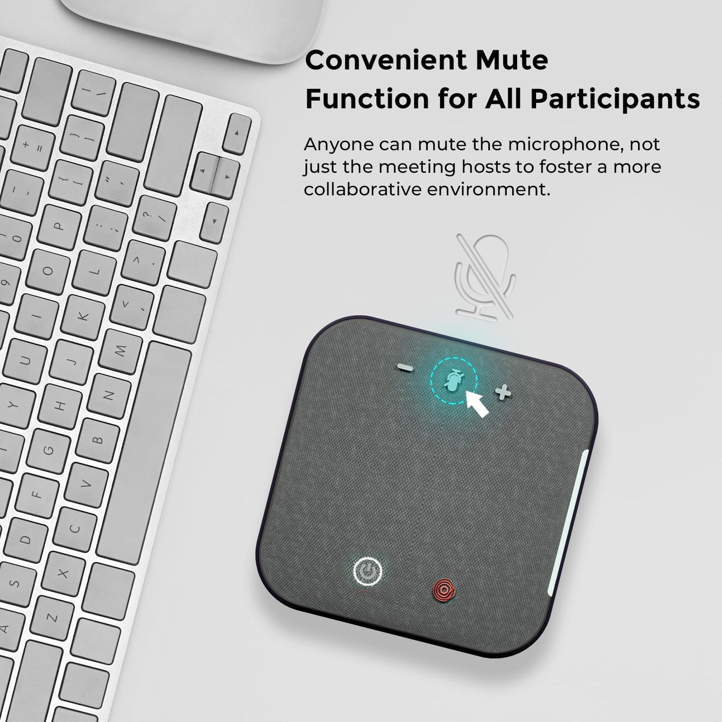 COOLPO Conference Speaker and Microphone Bluetooth Speakerphone with 4 Mics,USB C,360°Voice Pickup & Dual Noise Cancelling Conference Room Microphone for Work/Teams/Zoom/Home Office
