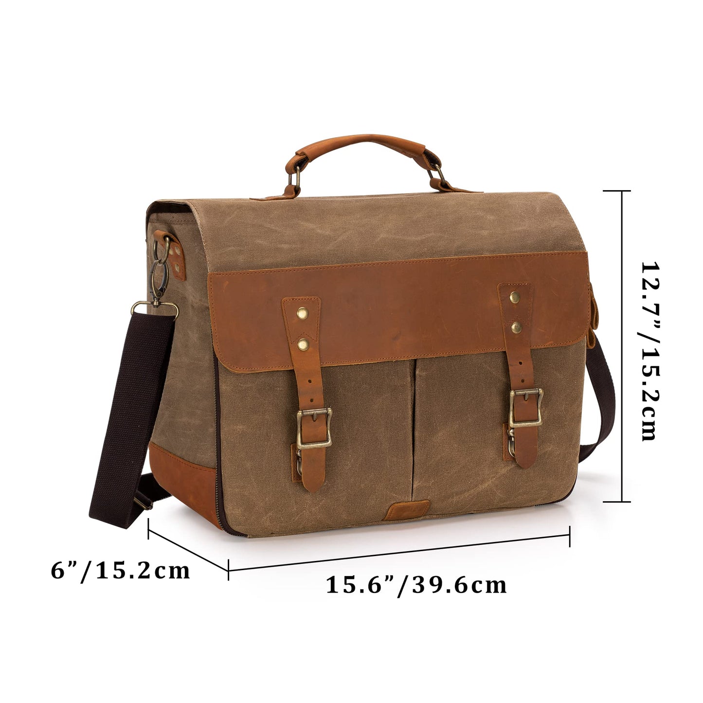 LoDrid Vintage Bartender Kit Bag with Flexible Compartments for Wine, Leather Waxed Canvas Bartender Bag with Removable Dividers, Bar Bag with Handle and Shoulder Strap, Bag Only, Patent Design