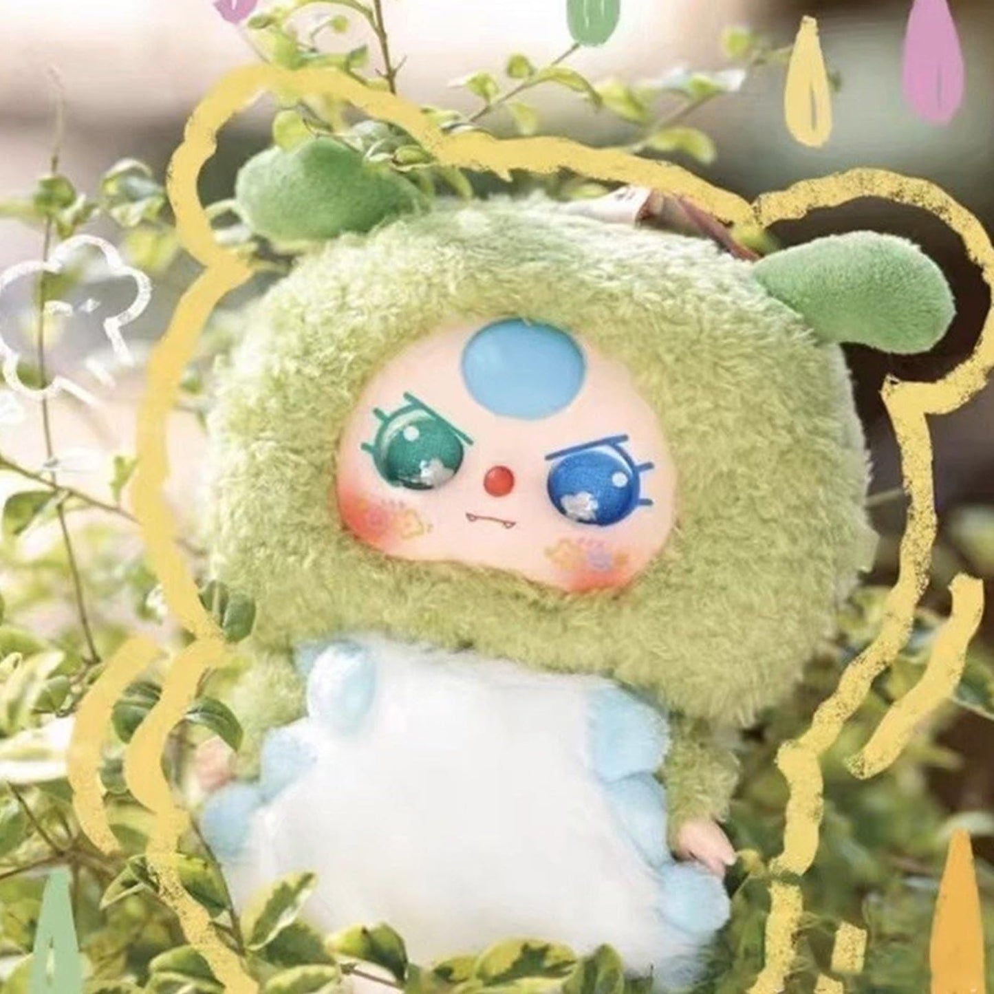 Meokro Baby Three Little Elf Series Animal Elements Plush Doll, Cute Soft Stuffed Toys Pendant Keychain Trendy Blind Box Gifts