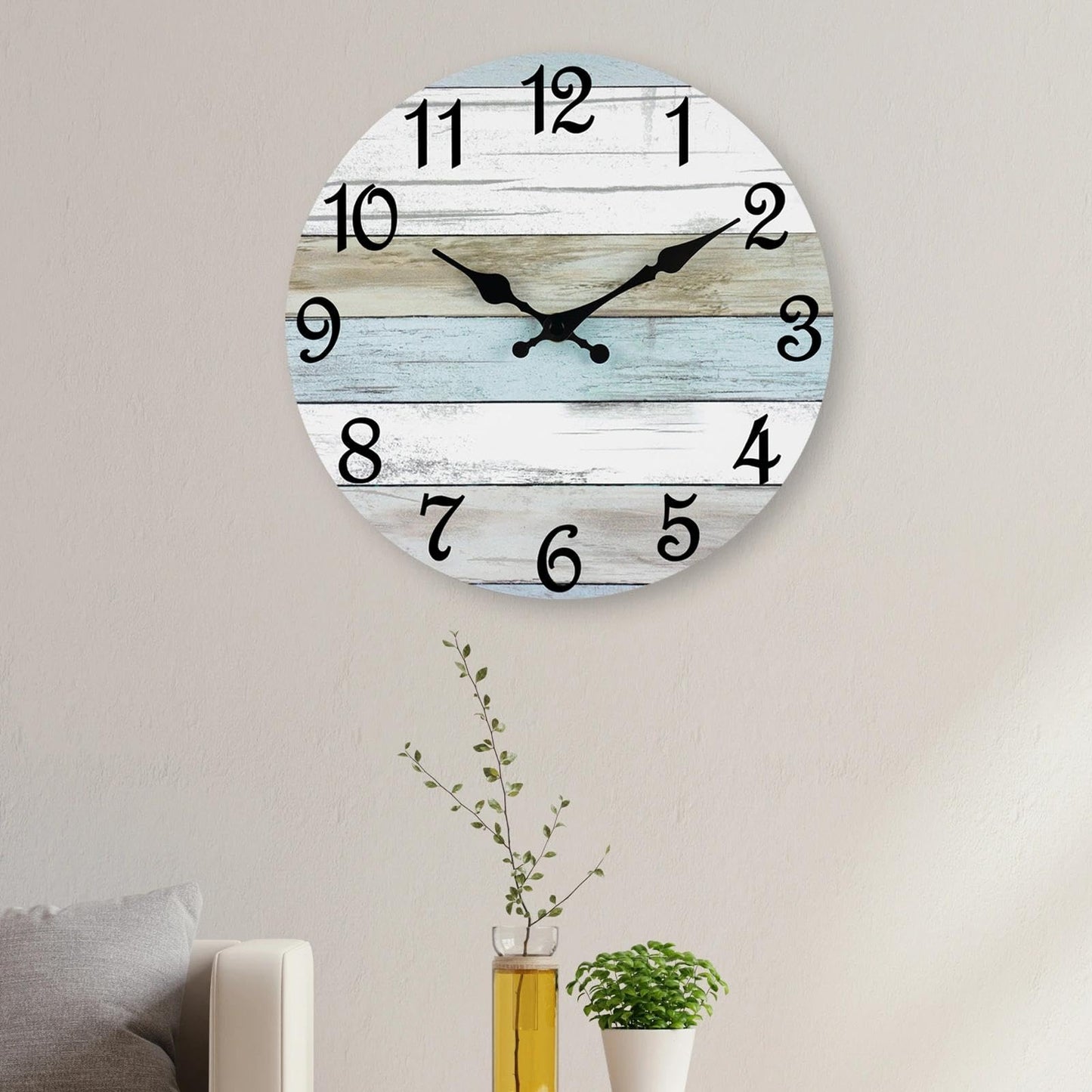 CHYLIN Wall Clock - 18 Inch Silent Non Ticking Wall Clocks Battery Operated, Larger Clock Decorative for Living Room, Kitchen (Blue)