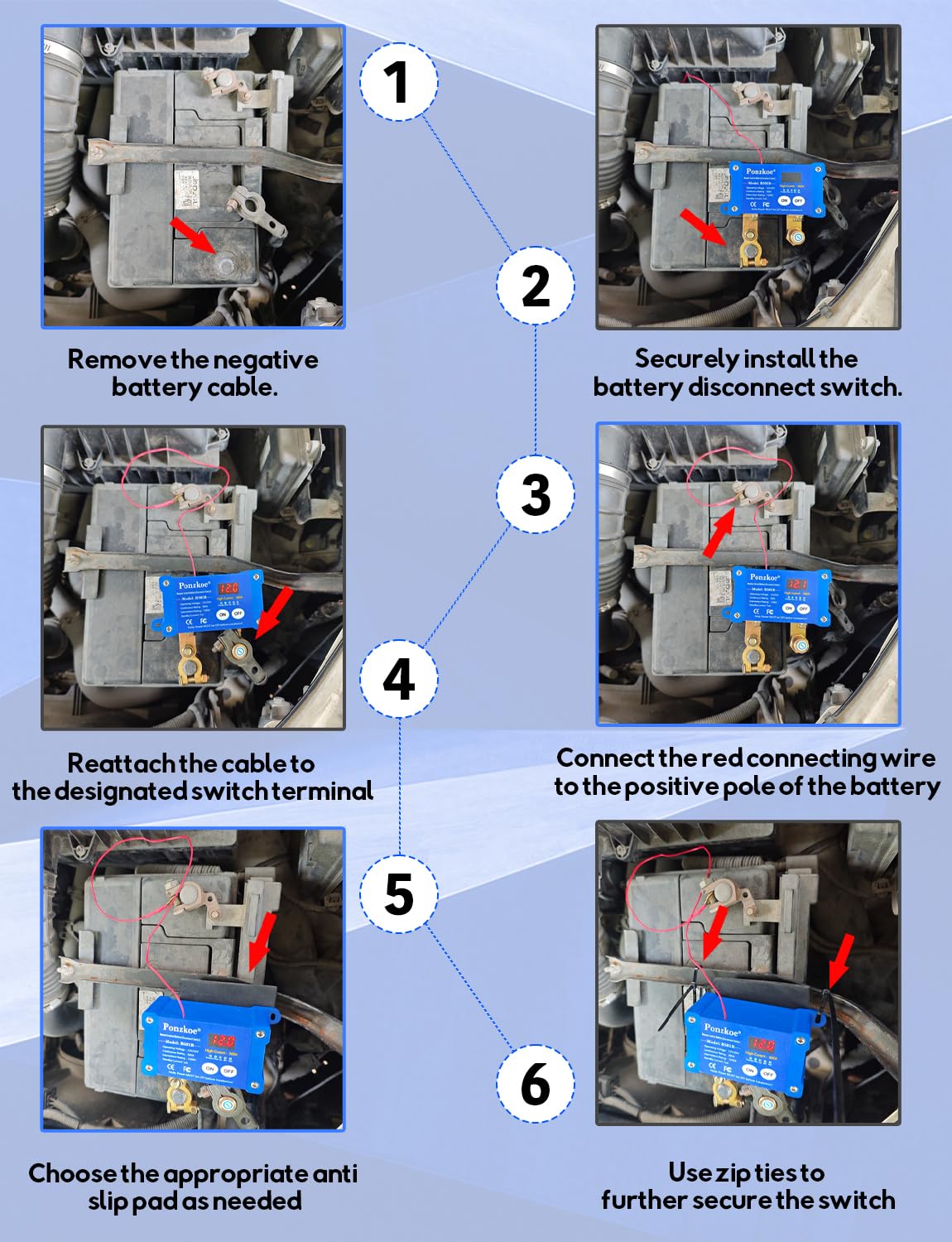 360A Remote Car Battery Disconnect Switch with LED Voltage Display - 12V 24V Kill Switch for Marine Boat RV Truck Vehicles ATV, Heavy Duty Anti-Theft Power Cutoff & ON/Off Isolator(Negative Terminal)