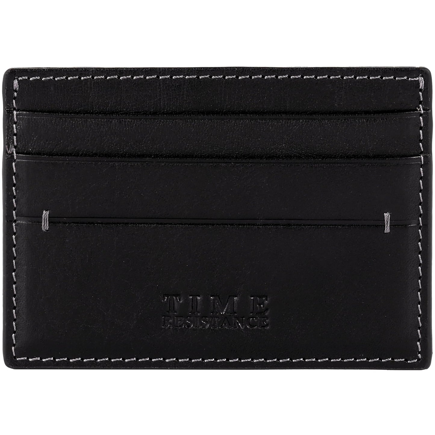 Time Resistance Credit Card Case - Leather Business Card Holder - Italian Handmade Card Organizer (Black)