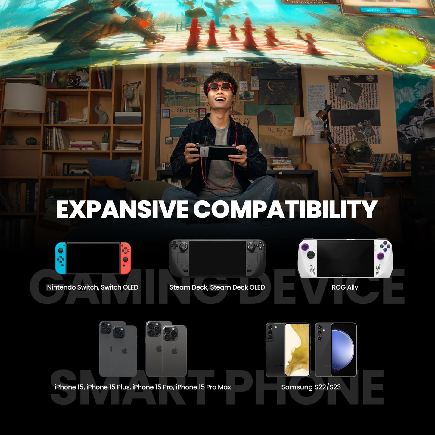 XREAL Hub, Power and Play Adapter, Power Your AR Glasses While Charging Your Source Device, Like Steam Deck, ROG Ally, Switch, iPhone 15 or Android Phone, Support 45W Fast Charging and 120Hz