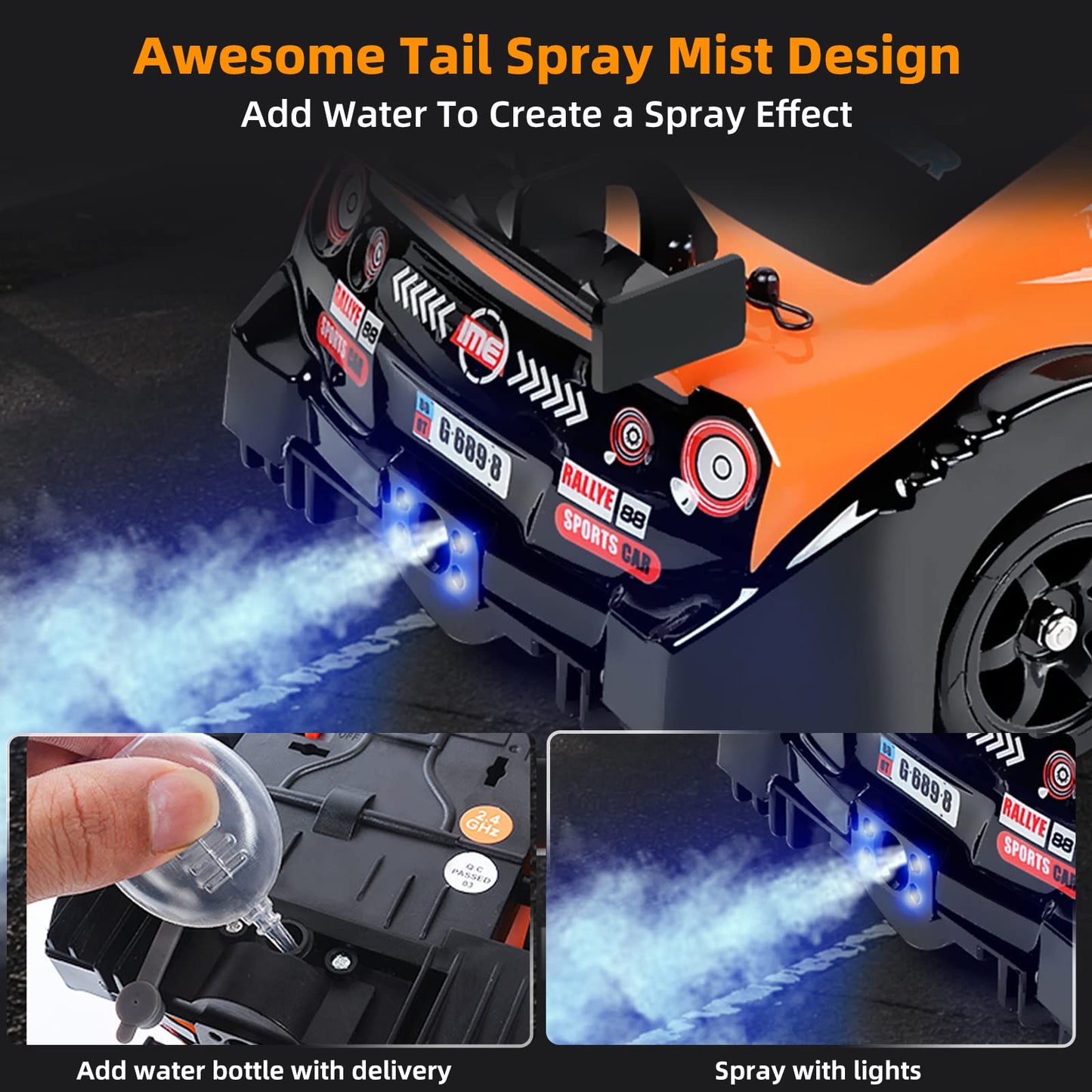Sakeye RC Drift Car 2.4GHz 1:16 Scale 4WD High Speed Remote Control Cars Vehicle with LED Lights Two Batteries and Drifting Tires Racing Sport Toy Cars for Adults Boys Girls Kids
