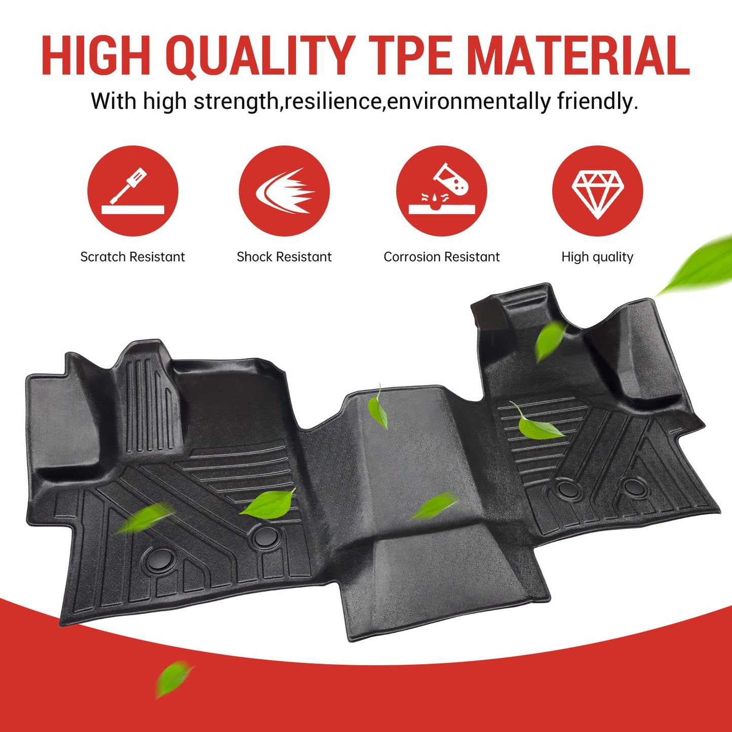Utiiy Floor Mat Front Liner Fit for 2022 2023 2024 Ford Transit (All Models W/Vinyl Floors) TPE All Weather Mat for 2022 2023 2024 Ford Transit Front 1st Row Accessories