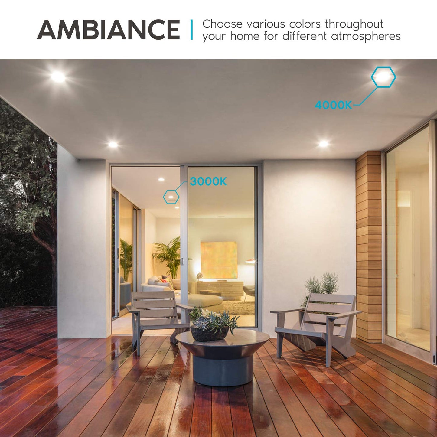 LUXRITE 4 Inch Square Recessed LED Can Lights, Color Temperature Selectable 2700K | 3000K | 3500K | 4000K | 5000K, Dimmable Recessed Lights, 750 Lumens, Energy Star, Wet Rated, Baffle Trim (4 Pack)