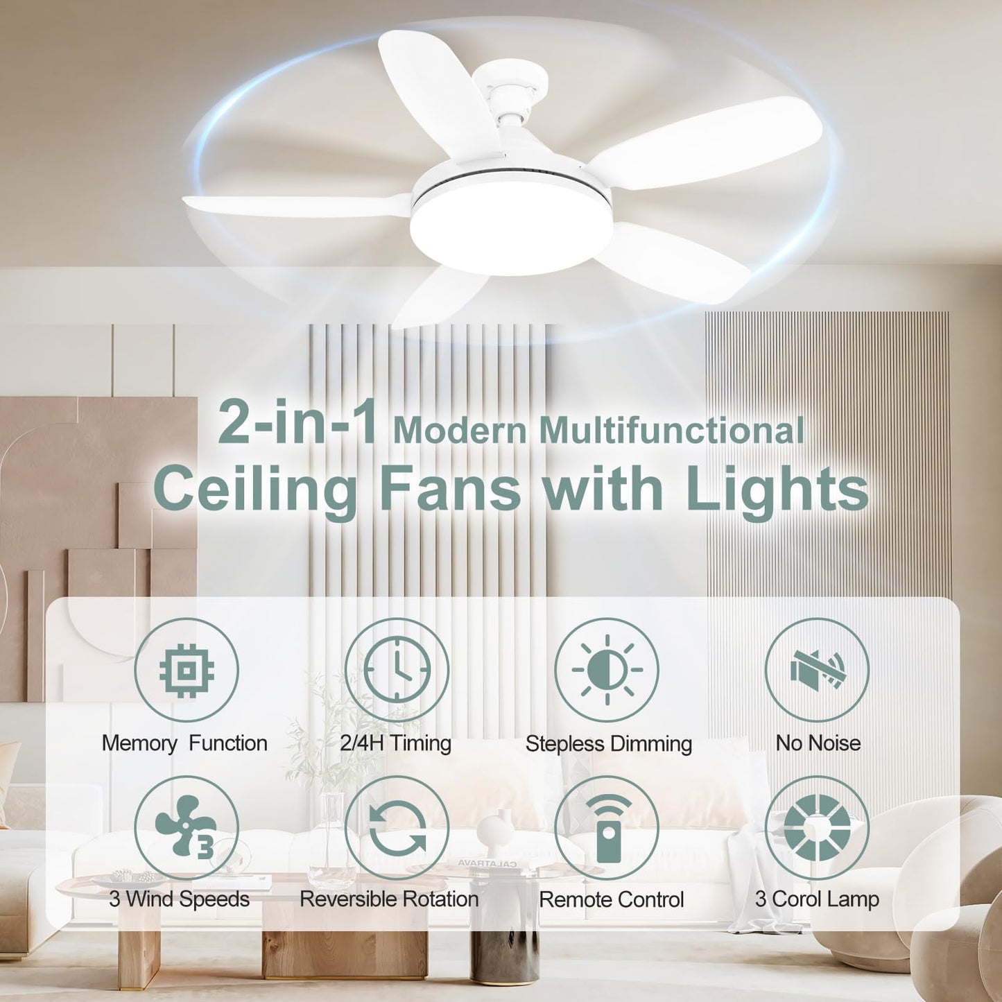 WZZIW 32" Socket Fan Light, 3000 Lumens Small Ceiling Fans with Lights and Remote, E26/E27 Light Bulb Fan with Reversible Motor, Dimmable 3000K-6500K Light Socket Fan for Bedroom Kitchen Garage