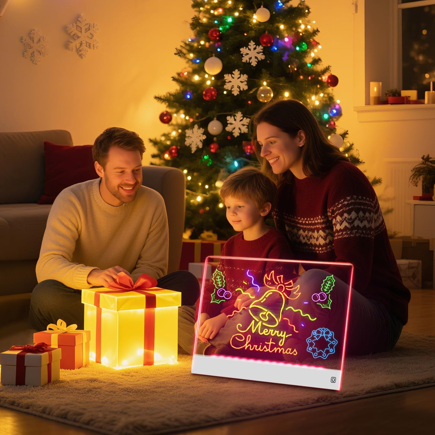 LED Note Board with 7 Colors, Rechargeable Light Up Acrylic Dry Erase Board, Lumi Board Led Drawing Board with Invisible Stand Glow Doodle Board Birthday and Halloween Gifts for Kids(13.8"X10.3")