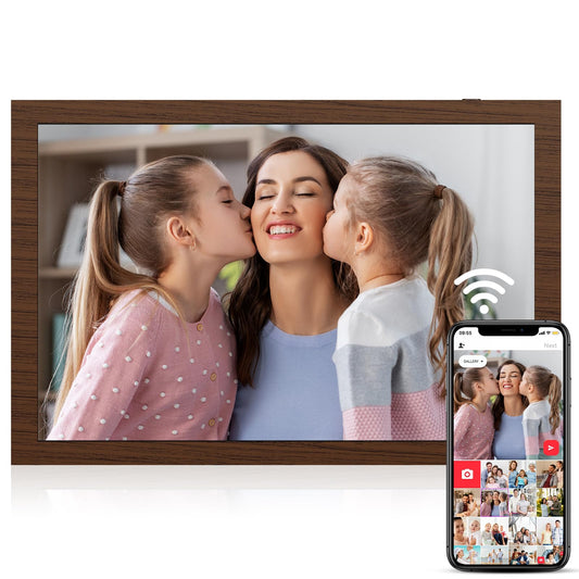 Kosshe 10.1" WiFi Digital Picture Frame, 1280x800 IPS HD Touch Screen, Smart Electronic Photo Frame, 16GB Storage, Auto-Rotate, Easy Setup to Share Photos or Videos Remotely via App and Email