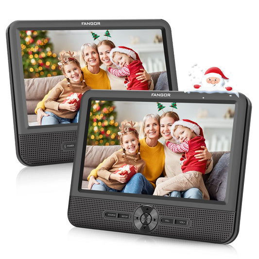 FANGOR 7.5’’ Dual Car DVD Player, Portable DVD Player for Car with 5H Battery, Last Memory, AV Out & in, Support USB/SD/Sync TV (1 Player+1 Monitor)