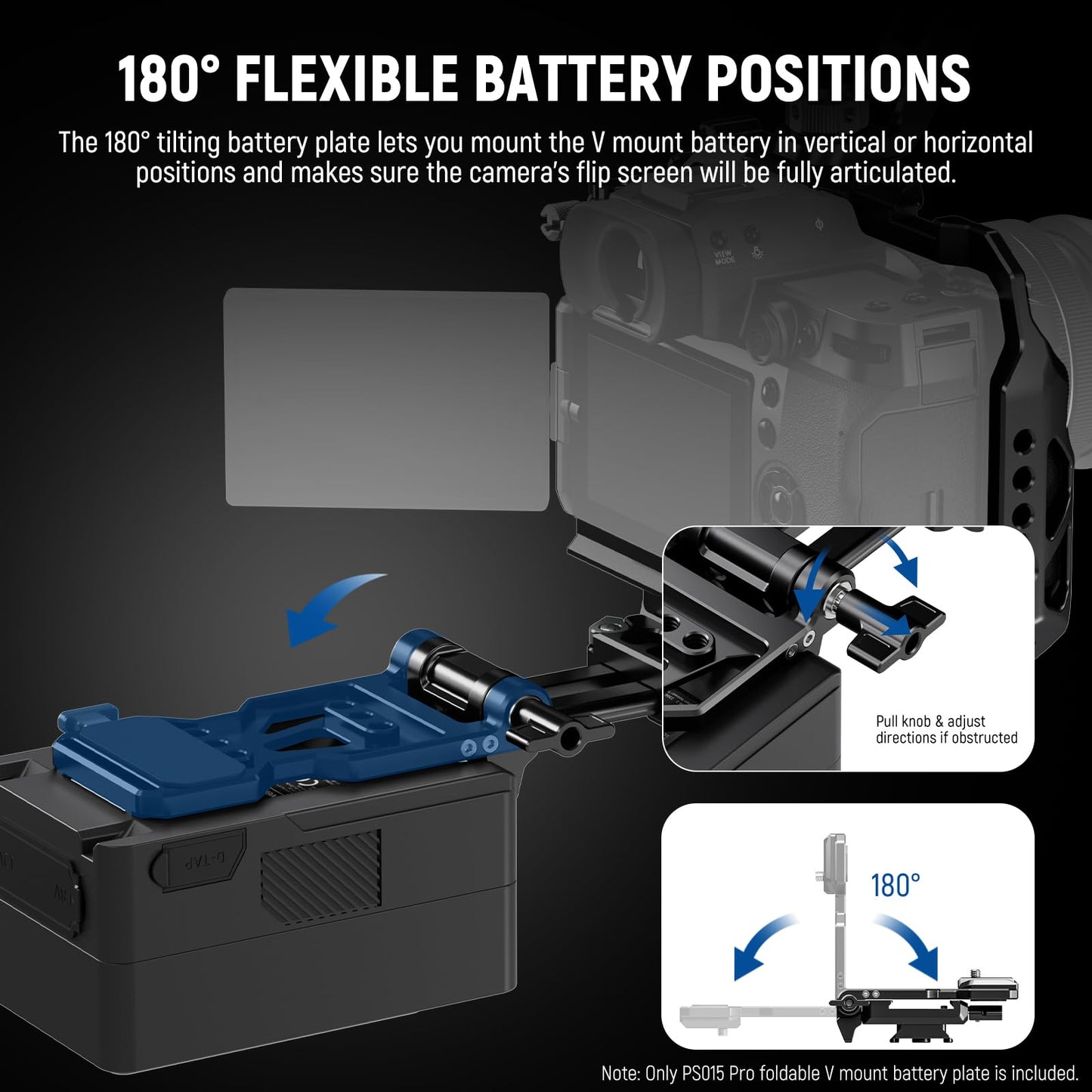 NEEWER Foldable V Mount Battery Plate with Arca Type Quick Release Camera Baseplate, Lightweight DSLR Camera Video Rig Compatible with SmallRig V Mount Battery Cage DJI RS4 RS3 Gimbal, PS015 PRO