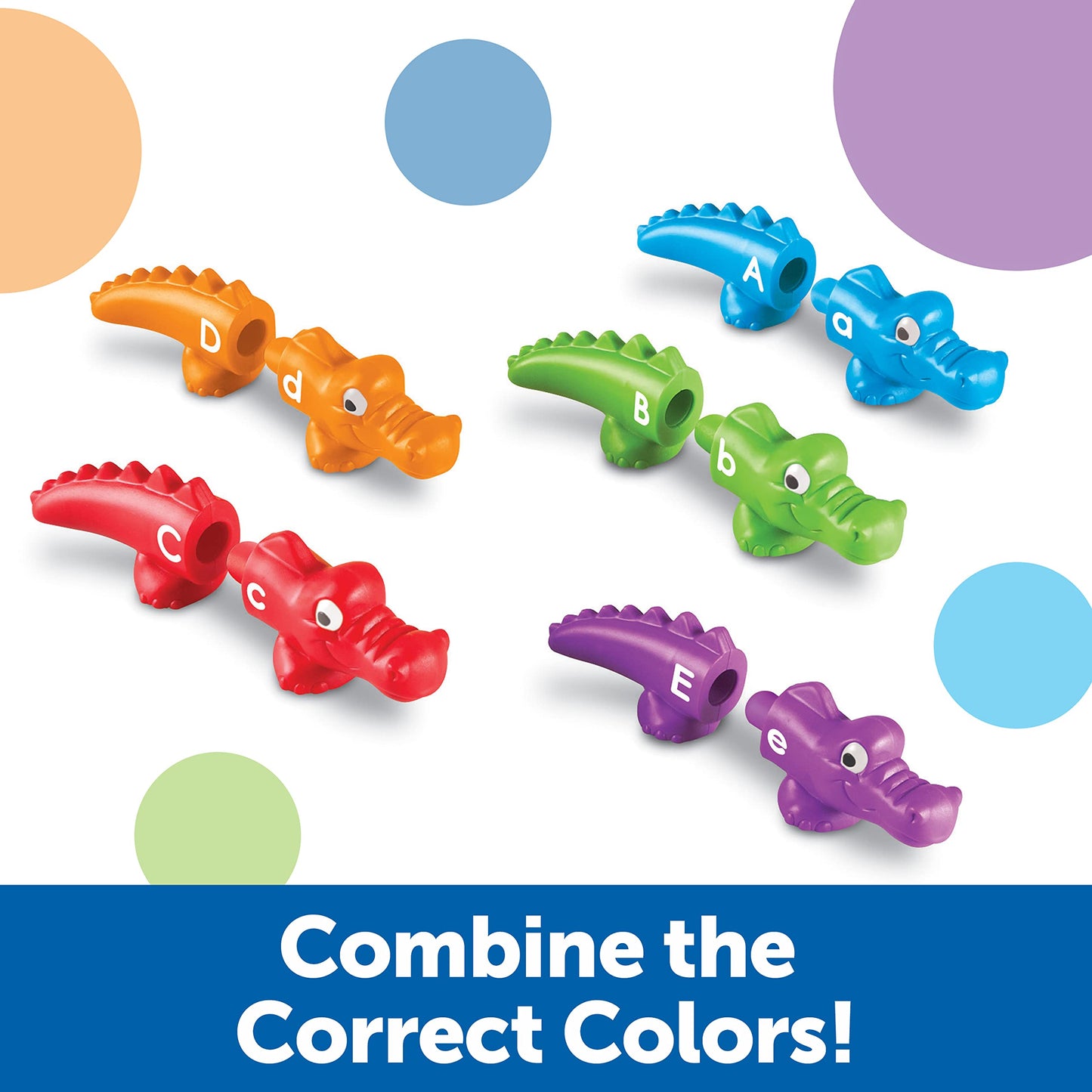 Learning Resources Snap-n-Learn Alphabet Alligators, Fine Motor Toy, 26 Double-Sided Pieces, Ages 18 Months +