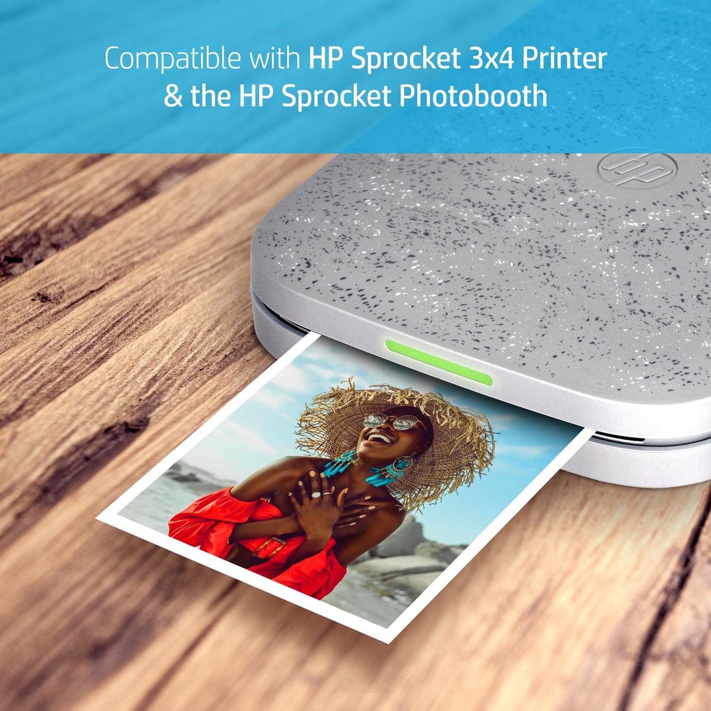 HP Sprocket 3.5 x 4.25" (8.9x10.8 cm) Premium Zink Sticky Back Photo Paper, 50 Sheets, Compatible Only with HP Sprocket 3x4 & Photobooth Photo Printers