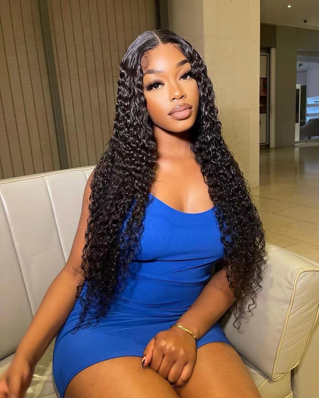 Ksfull 13x4 Deep Curly Lace Front Wigs Human Hair Wet and Wavy Water Wave Human Hair Wigs (13x4 deep wave lace closure wigs, 32 Inch)