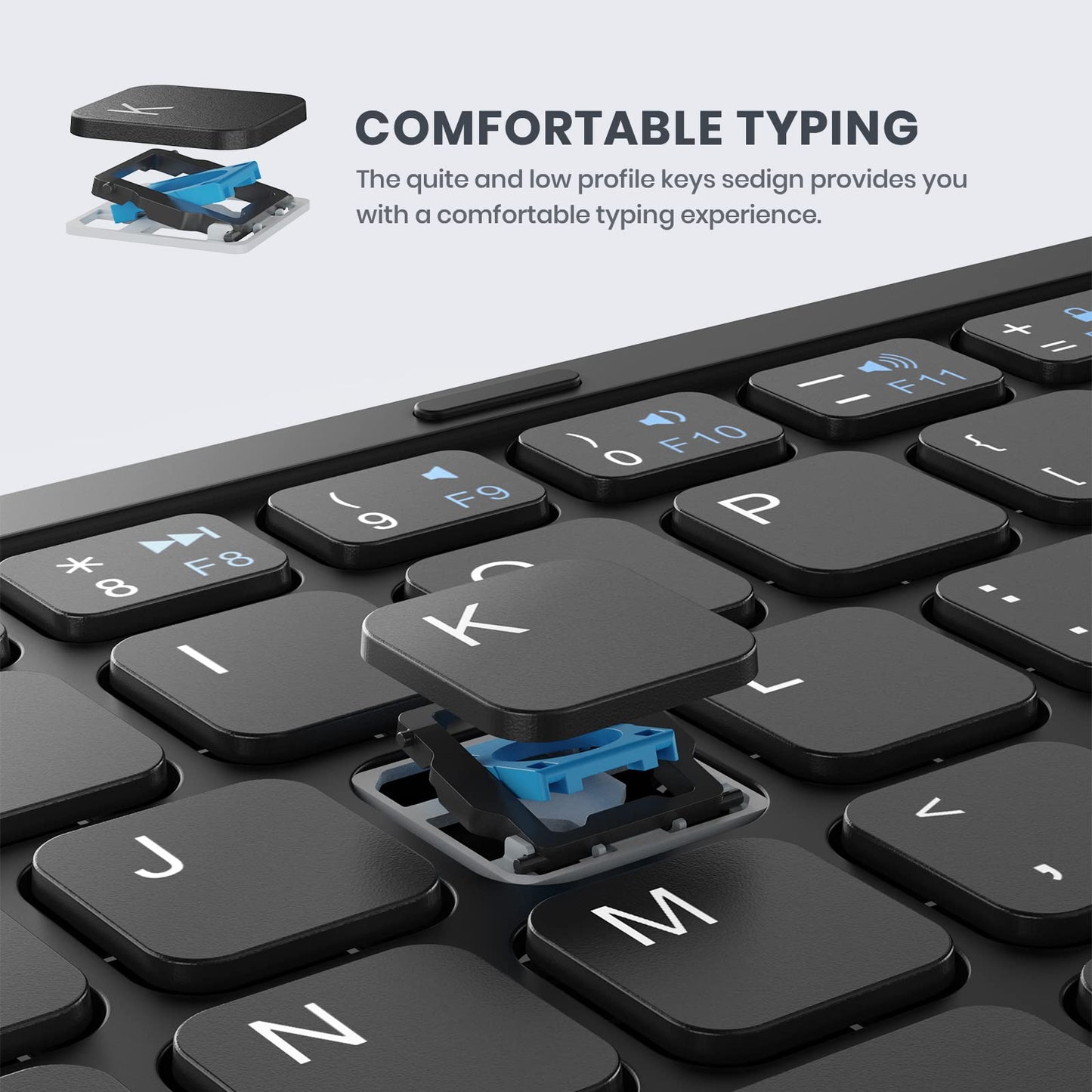 GEODMAER Foldable Bluetooth Keyboard, Portable Full Size Folding Keyboard with Large Touchpad, Numeric Keypad, PU Leather, Wireless TravelKeyboard for Windows Android Mac(Sync up to 3 Devices)
