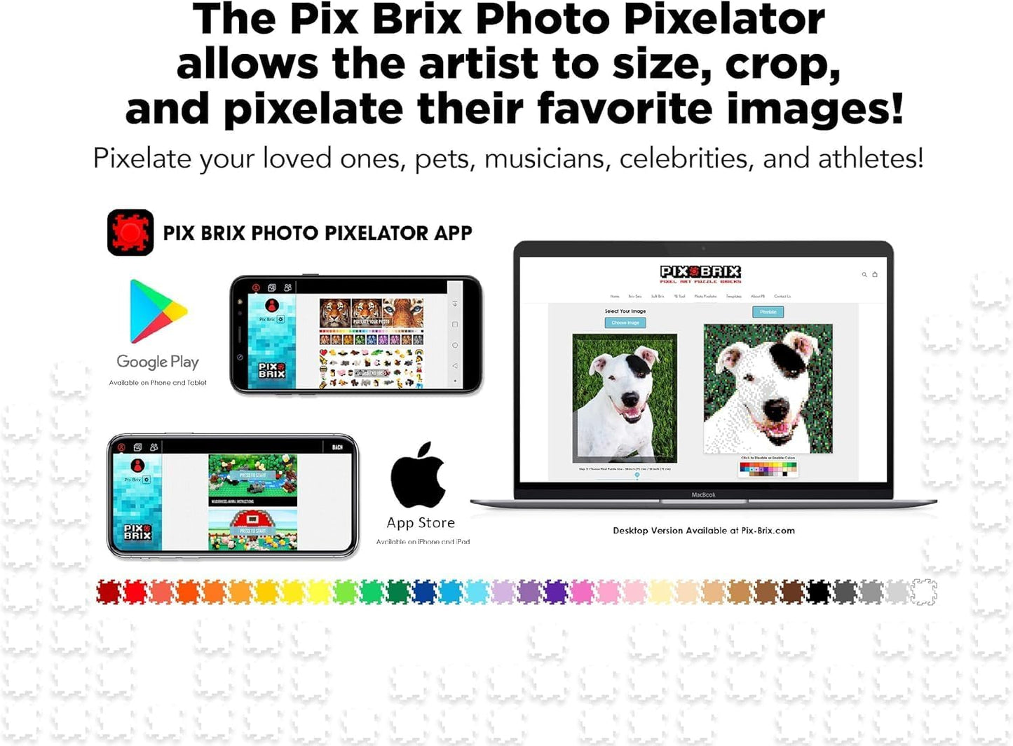Pix Brix Pixel Art Puzzle Brick Set - 3,000 Piece Pixel Art Container, 12 Color Light Palette, Interlocking Building Bricks, Create 2D Builds and