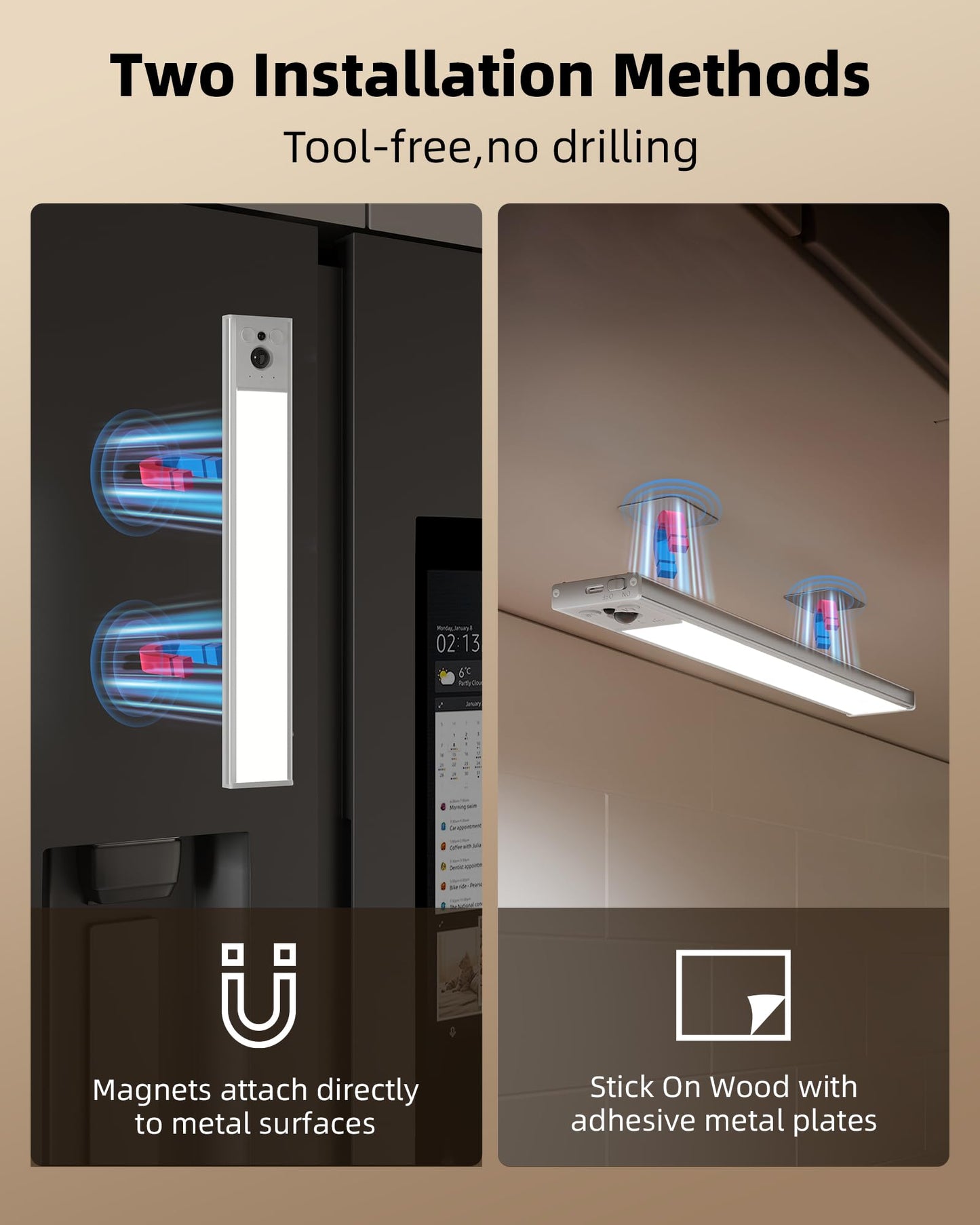 EZVALO 5-Pack Under Cabinet Lighting, 3300mAh Rechargeable Motion Sensor Light, 12inch Magnetic Closet Lights with Dimmable & 3 Color Temps, Wireless Motion Activated Lights with Remote for Kitchen