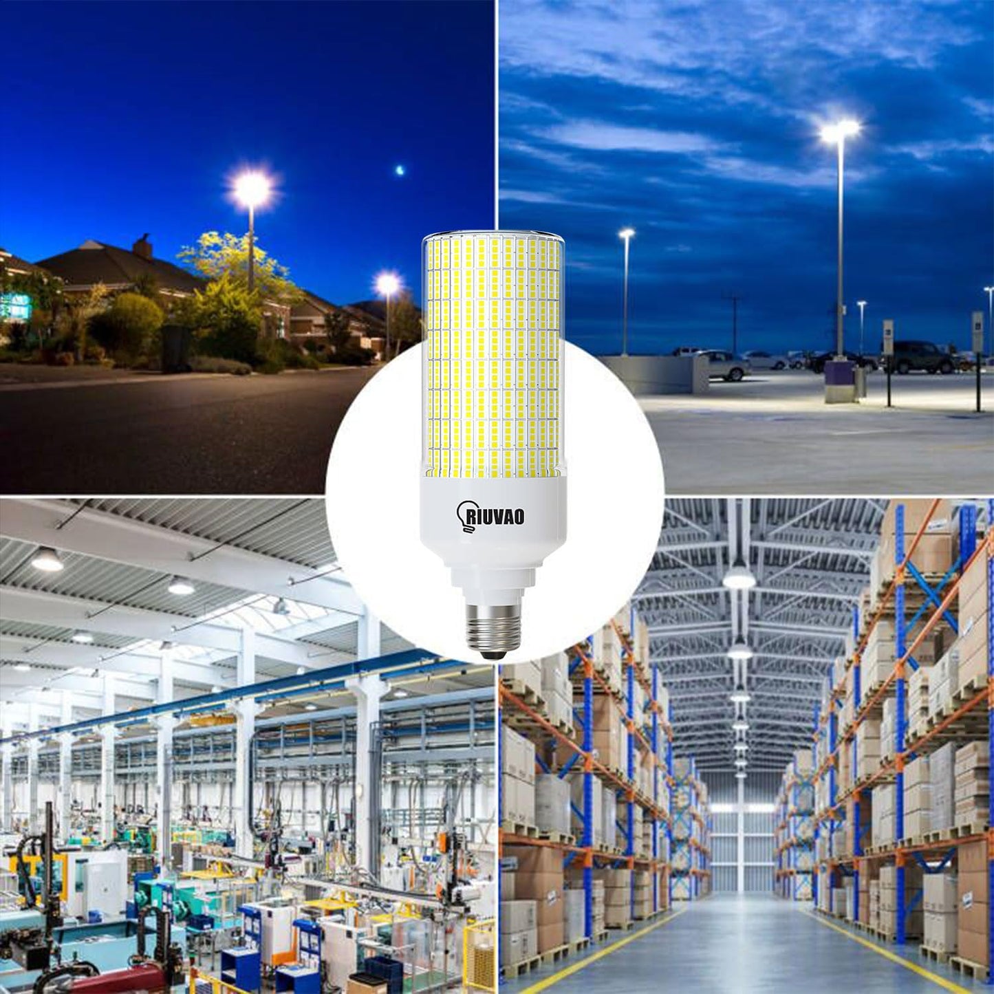 RIUVAO Led Corn Light Bulb 2 Pack, 800W Equivalent 5000K Daylight 12000Lm Super Bright E26/E39 Base 8W Led Bulbs, Replace Metal Halide HID CFL Bulb for Outdoor Indoor Area