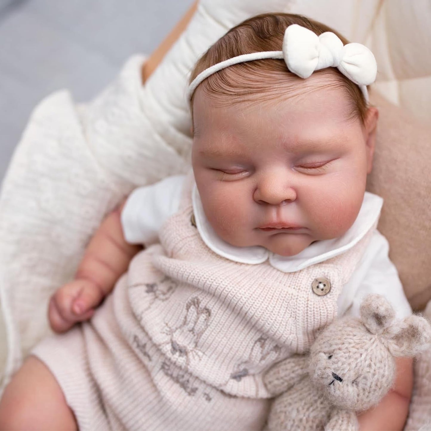 KSBD Sleeping Reborn Baby Dolls, 22 Inch Lifelike Newborn Baby Doll with Weighted Cloth Body, Real Vinyl Reborn Doll Girl Peaches with Realistic Veins, Advanced Doll Gift Set for Kids Age 3+