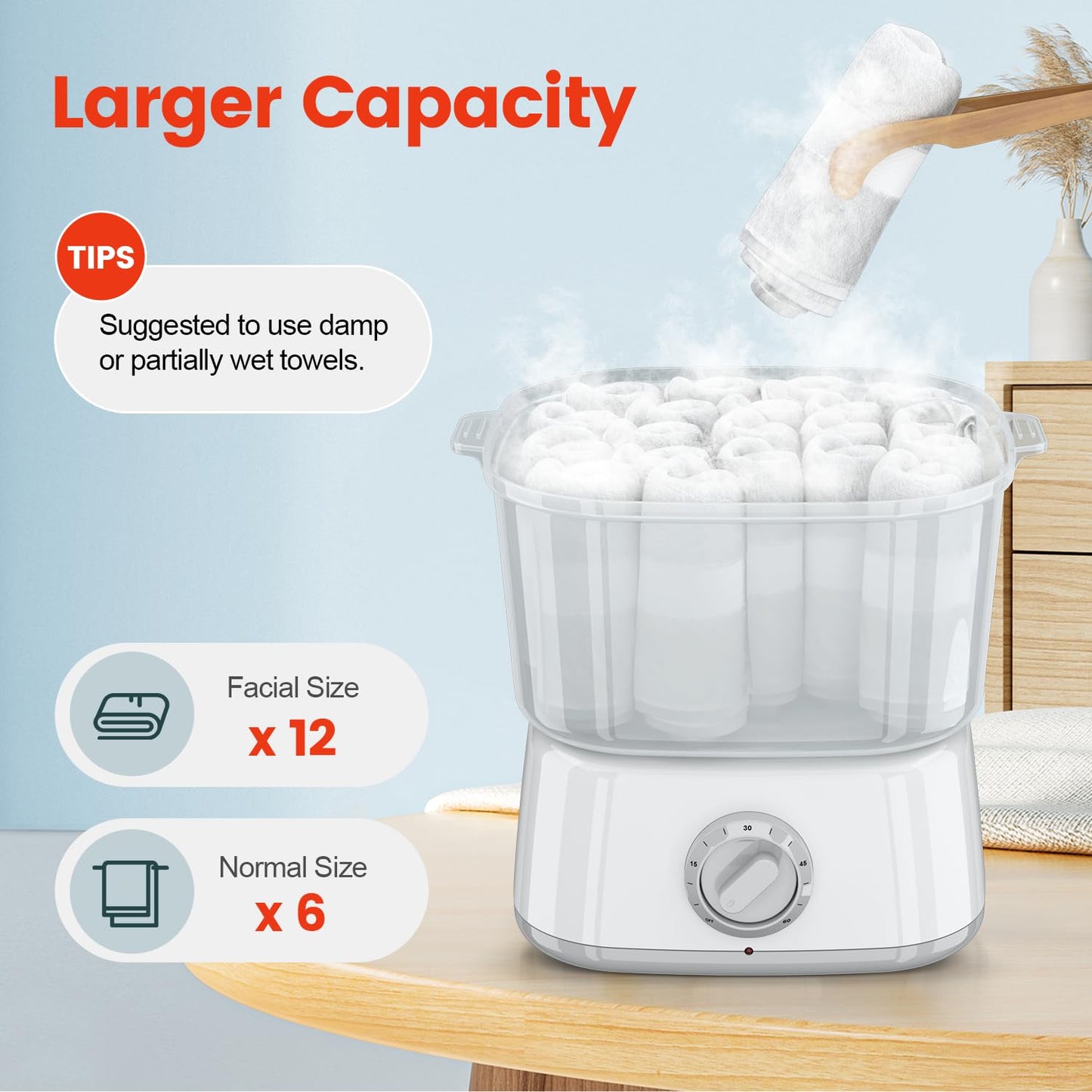 StateRiver Hot Towel Warmer, Rapid Heating Towel Steamer for Facials can Hold 12 Mini Wet Towels, Portable Mini Towel Warmer for Bathroom,Spa and Salon.