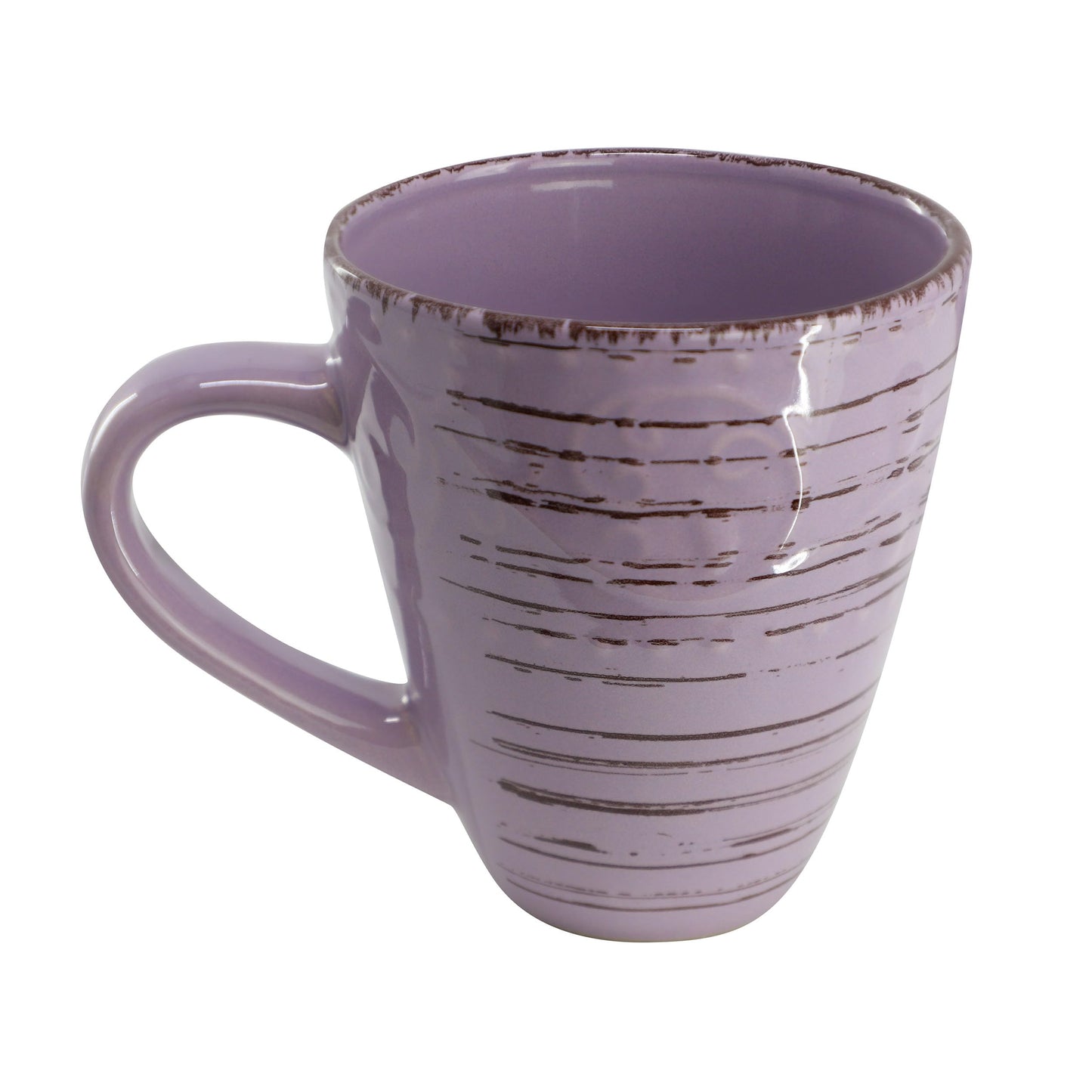 Elama Malibu Mica 16-Piece Stoneware Embossed Pattern Reactive Glaze Purple Dinnerware Set, Tableware, Serveware Set (Mica Purple)
