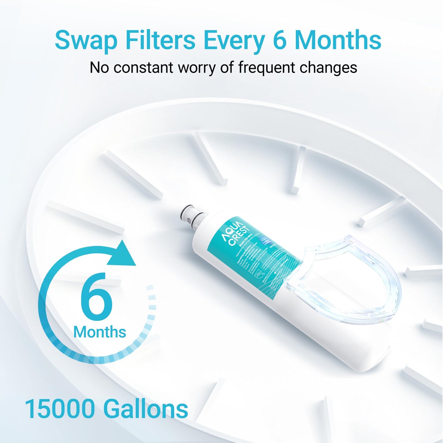 AQUA CREST 3US-PF01 Replacement Filter, NSF/ANSI 42 Certified Replacement for Advanced Filtrete® 3US-PF01, 3US-MAX-F01 Water Filter, Delta RP78702, Manitowoc K-00337, K-00338, HF20 HF25 HF27, 3 Pack