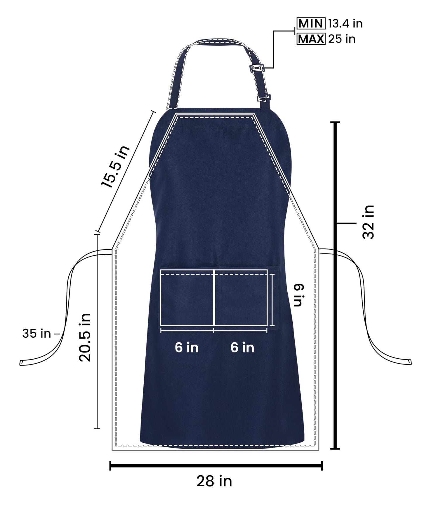 Utopia Kitchen 10 Pack Bib Apron, Unisex Adjustable Aprons with 2 Pockets, Waterdrop Resistant Cooking Kitchen Chef Apron for Men Women, Navy